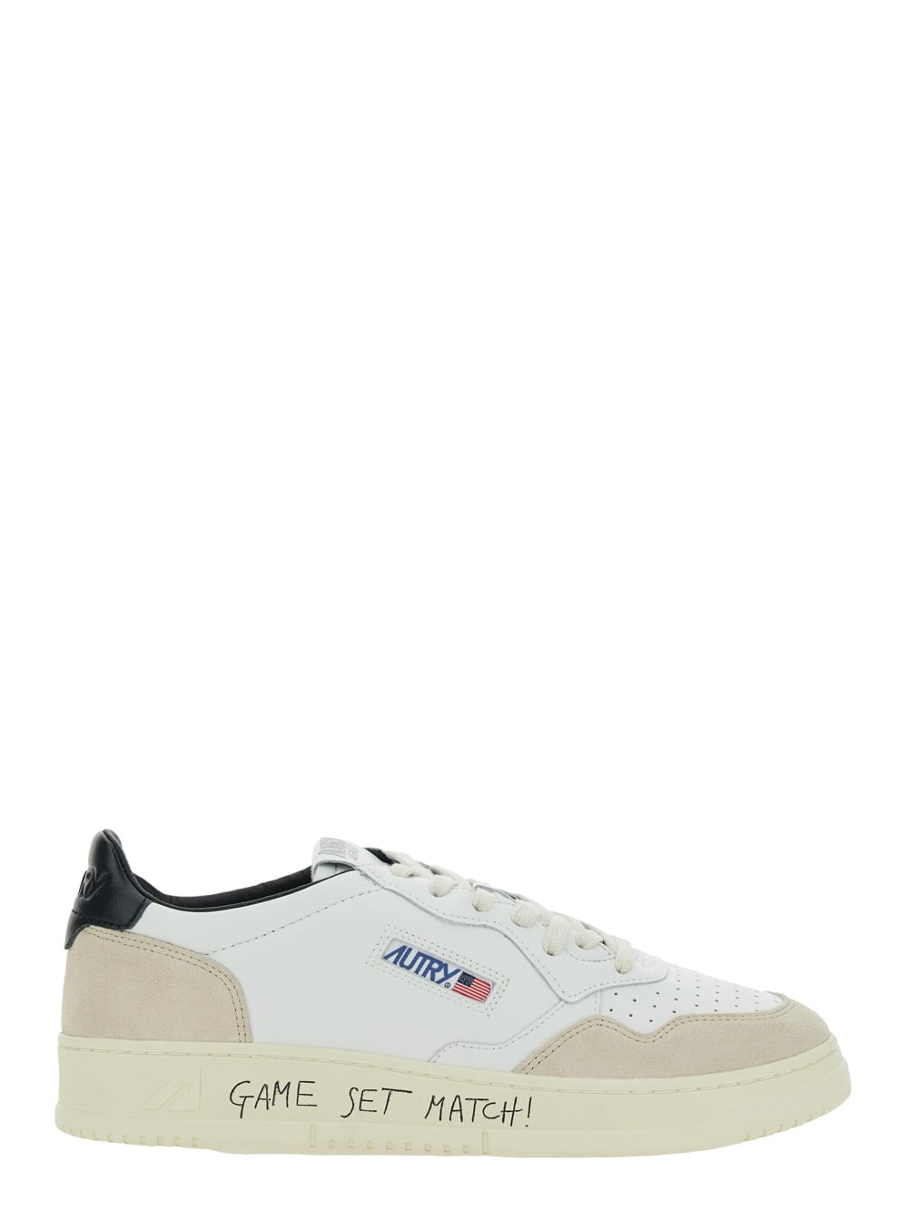 medalist Low White Low Top Sneakers With Side Logo Detail In Leather And Suede Man