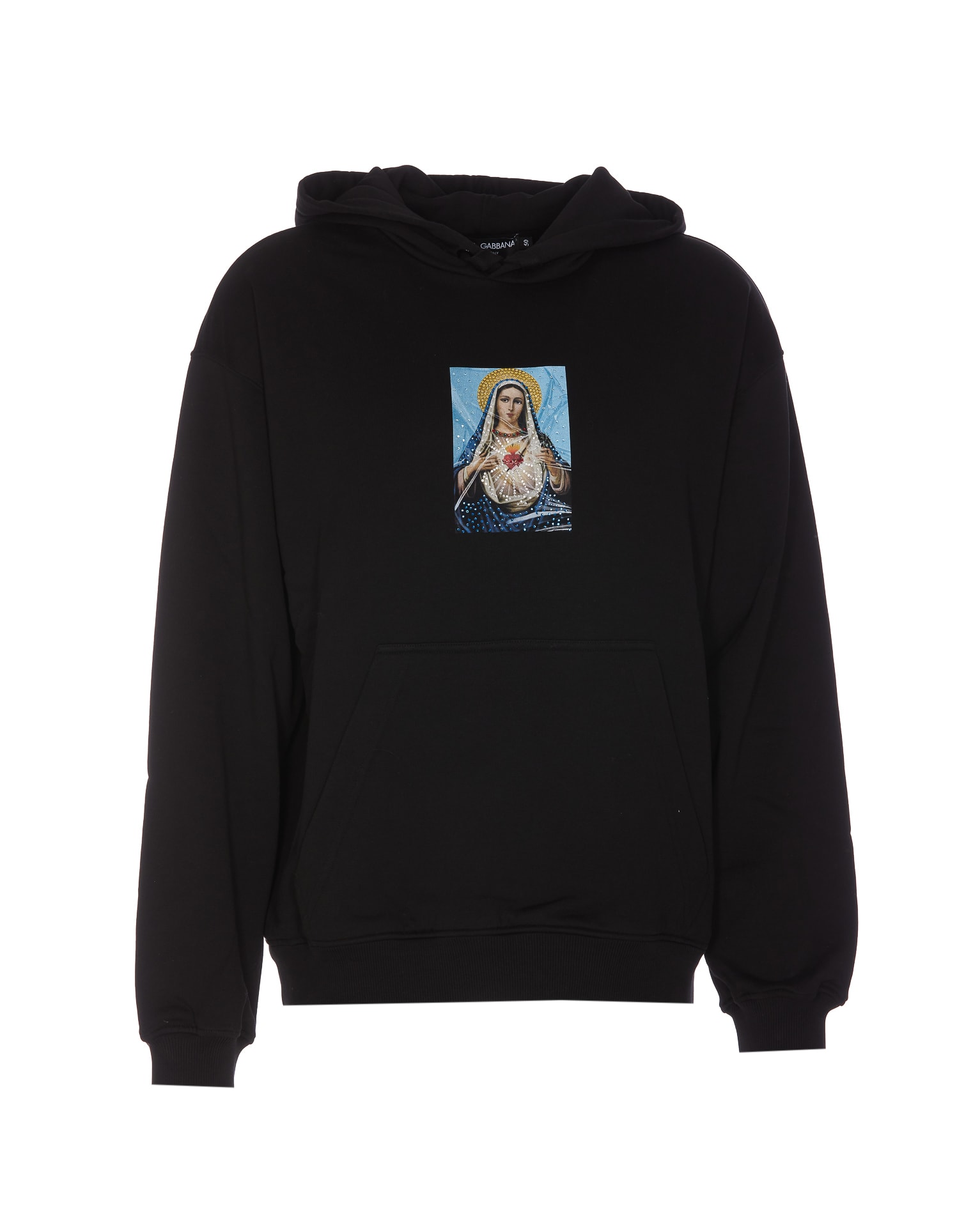 DOLCE & GABBANA PRINTED HOODIE WITH TERMOSTRASS