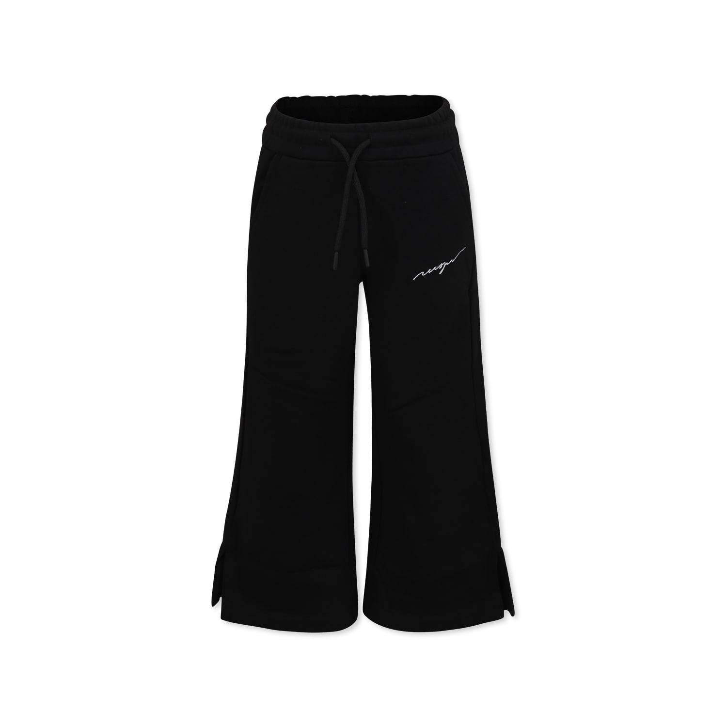 Shop Msgm Black Trousers For Girl Avec Logo