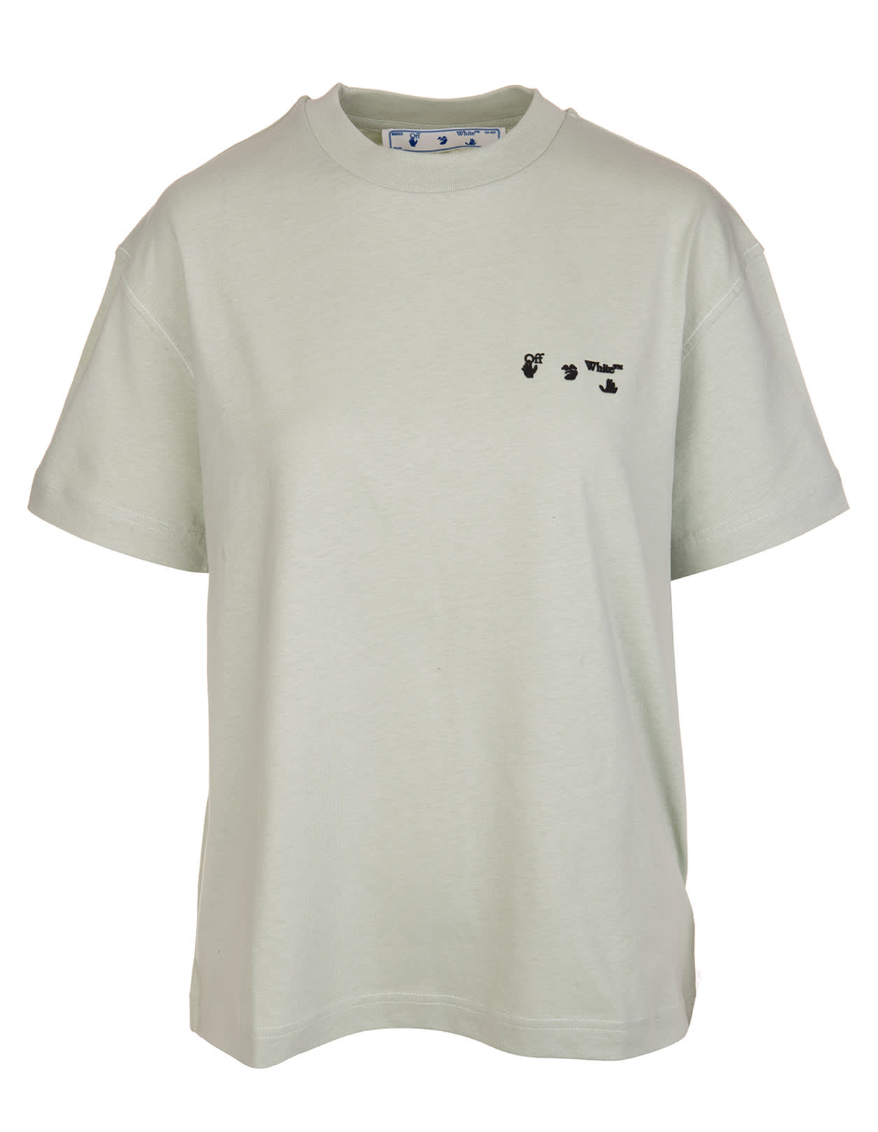 Off-White Woman Light Green T-shirt With Black Logo