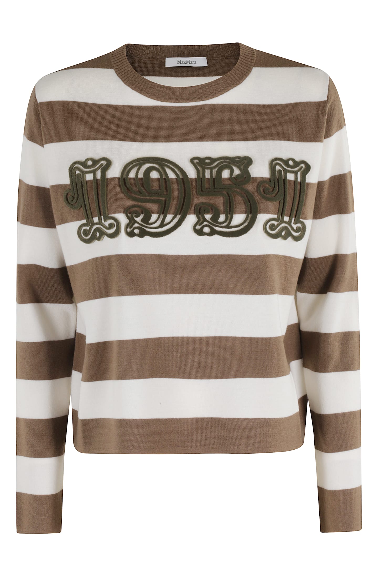Max Mara Sleeveless Crew Neck Top With Embroidered Detail In Brown