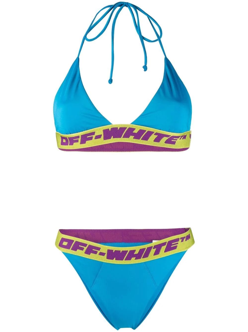 Off-White Woman Turquoise Bikini With Logo Band