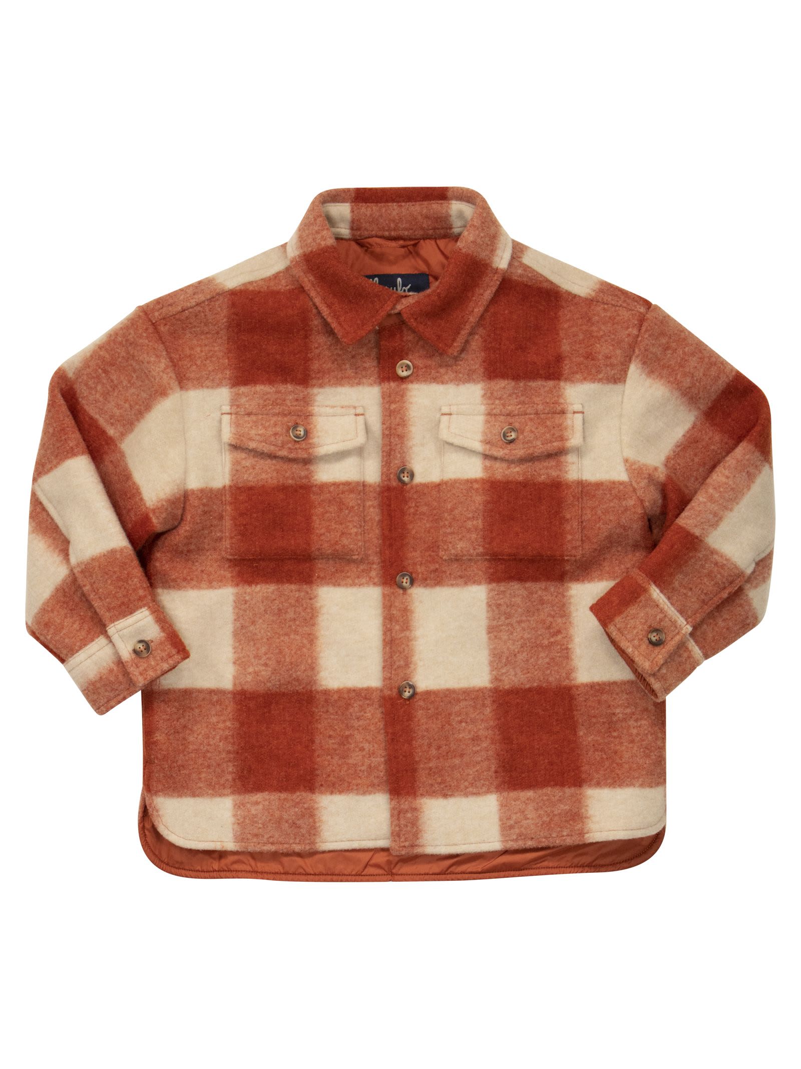 Shop Il Gufo Damier Pattern Shirt Jacket In Copper