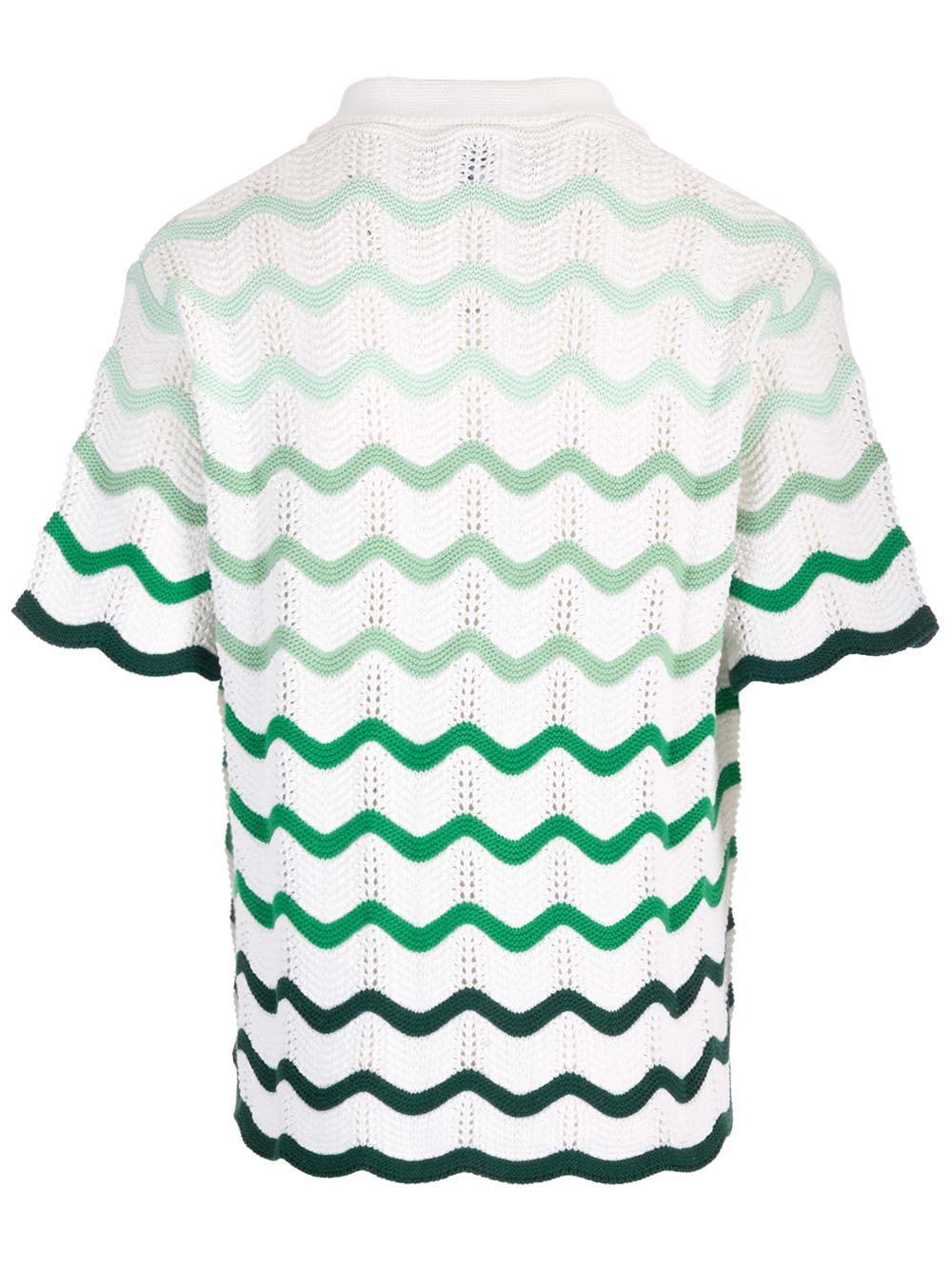 Shop Casablanca Wavy Gradient Crochet Shirt In Green / White