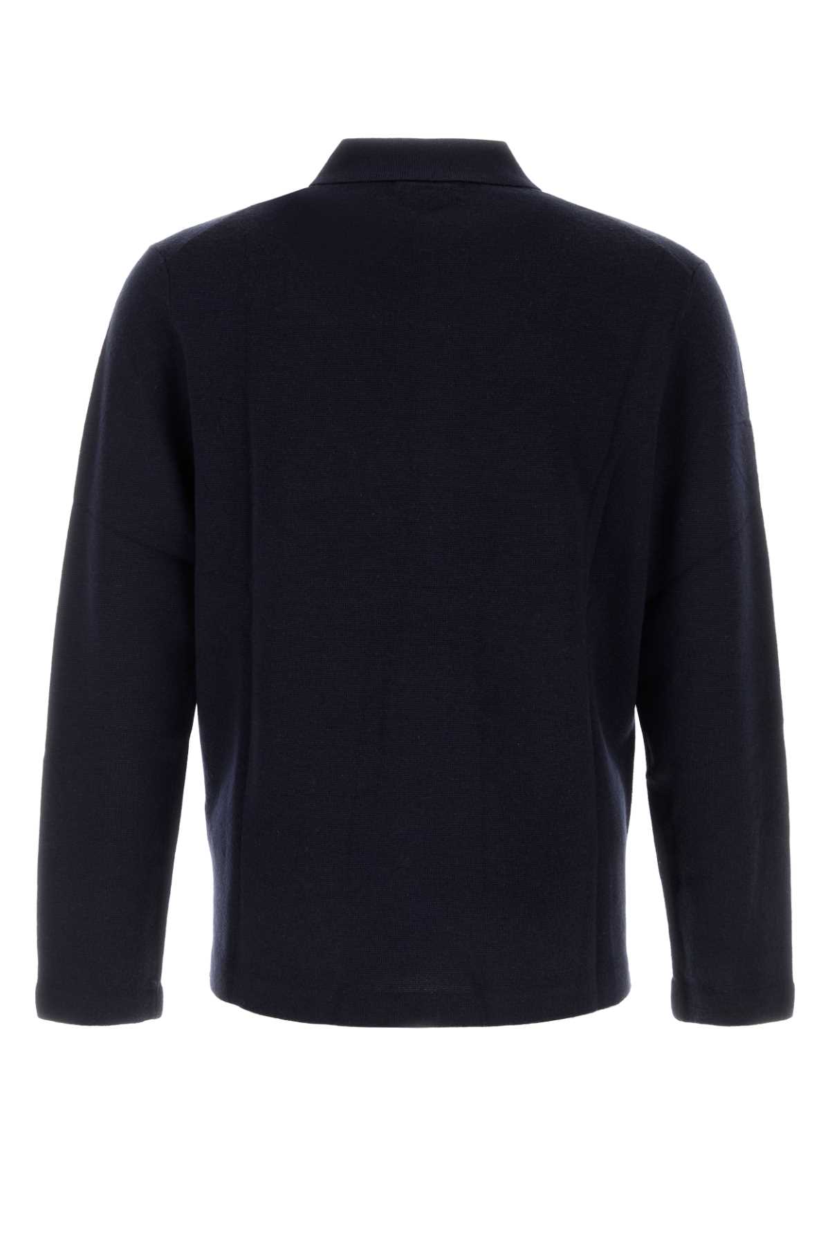 Shop Polo Ralph Lauren Dark Blue Wool Cardigan In Hunternavy