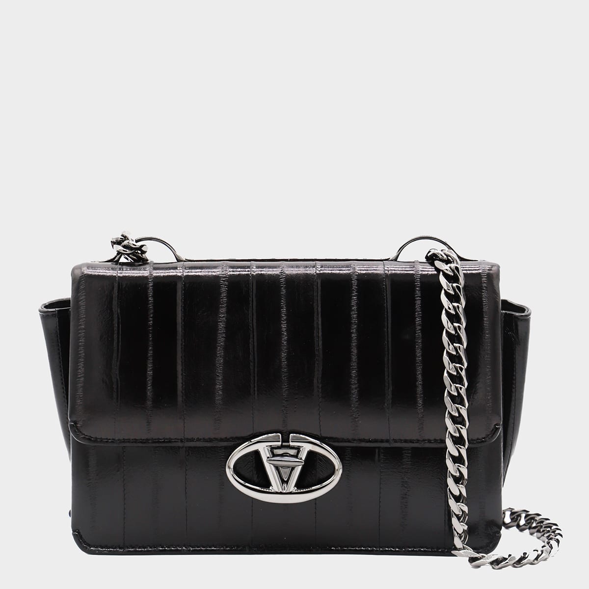 Valentino Black Leather Shoulder Bag In Black