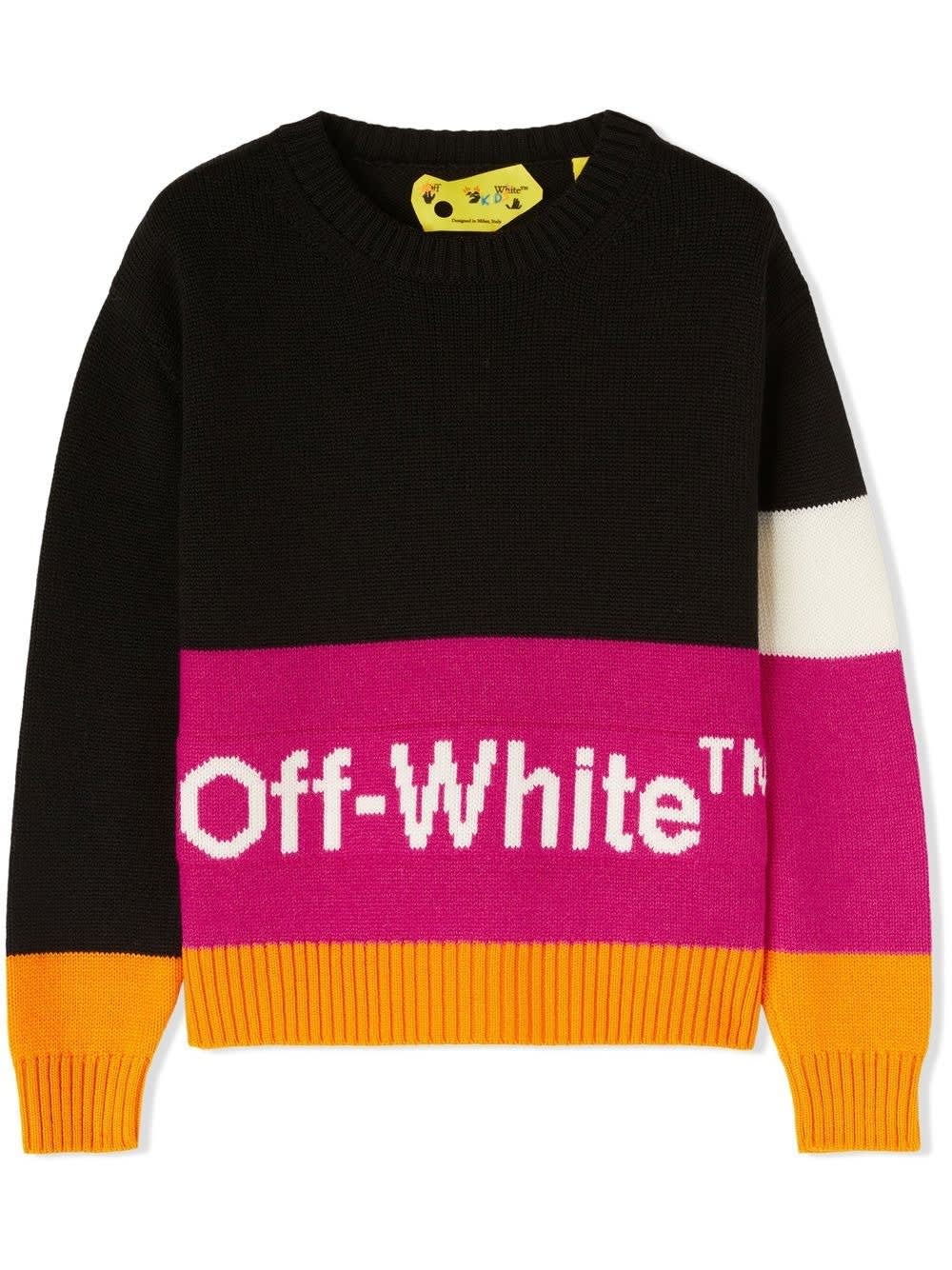 Off-White Black Sweater With White Inlaid Logo
