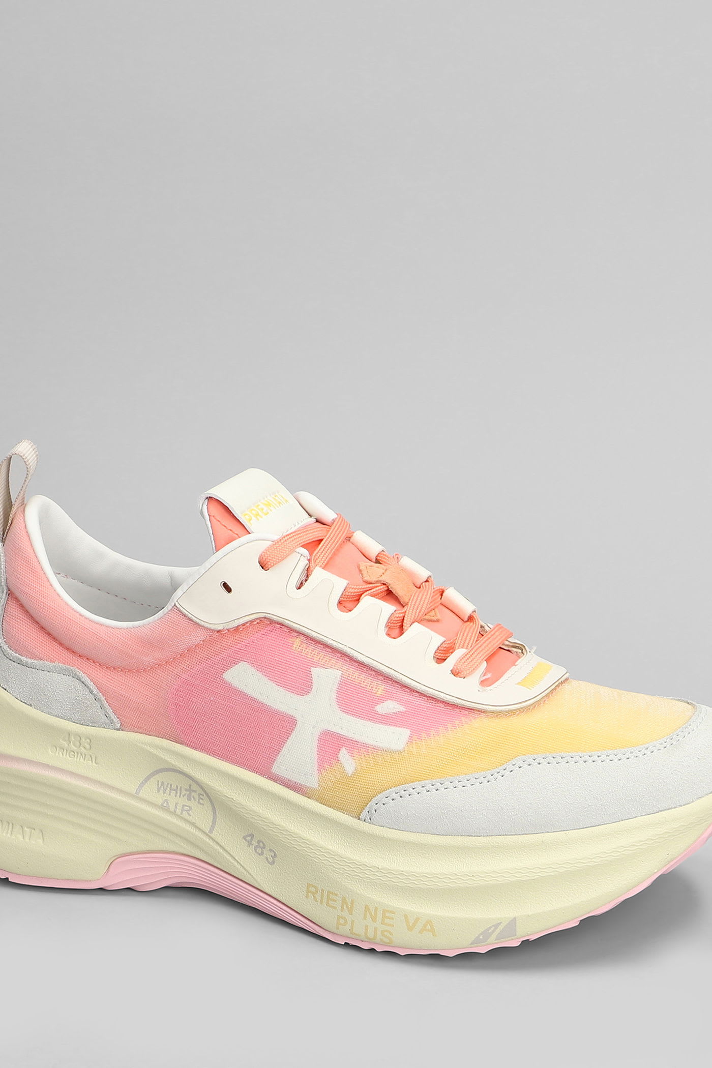 Premiata Hill Sneakers In Rose-pink Fabric In Pink