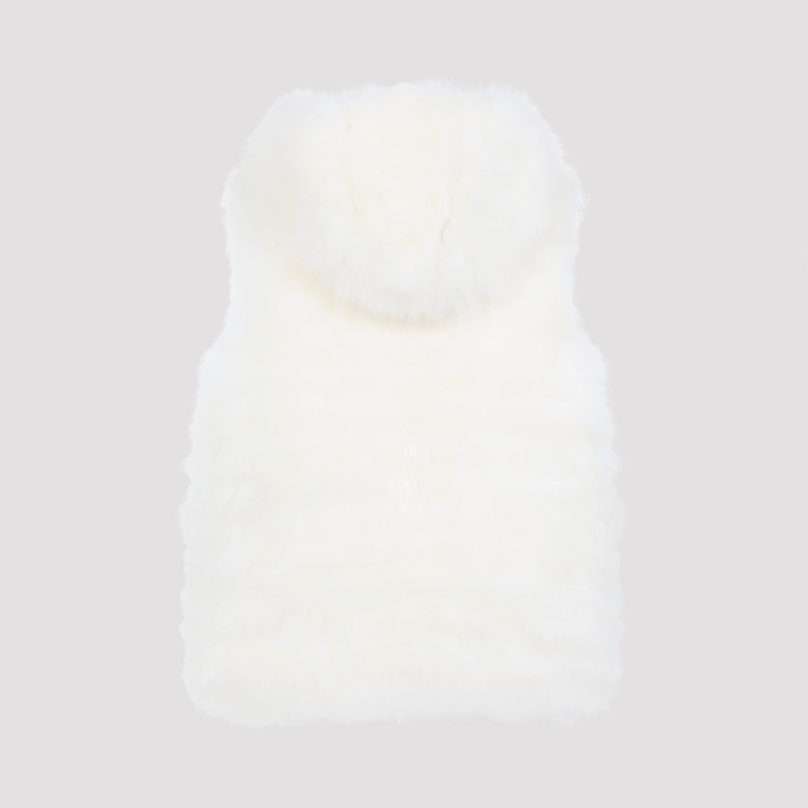Yves Salomon Plush Lamb Fur Vest With High Collar And Down Insulation In White