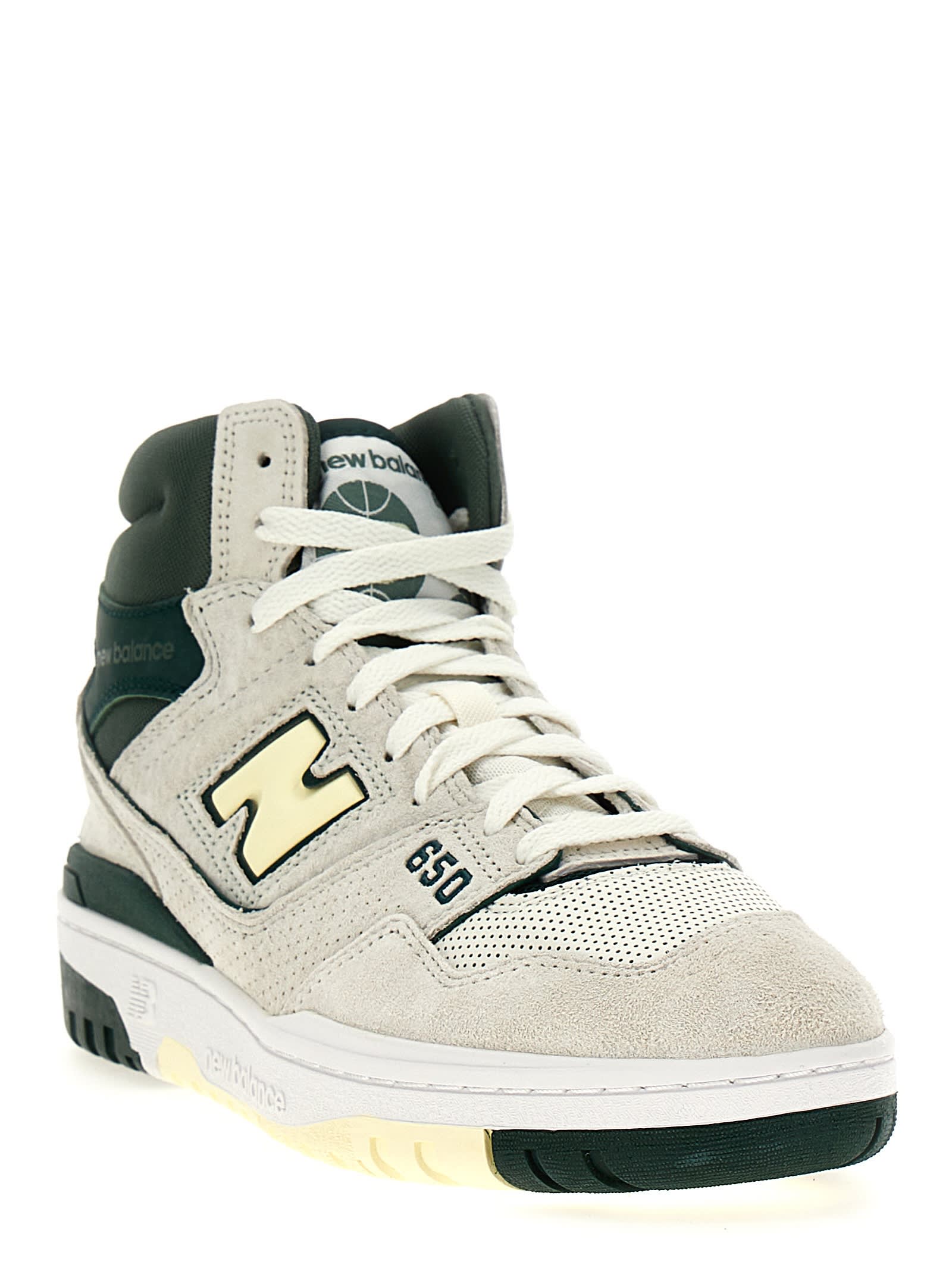 New Balance High-top Sneakers With Contrast Sole And Perforated Toe Box In Green