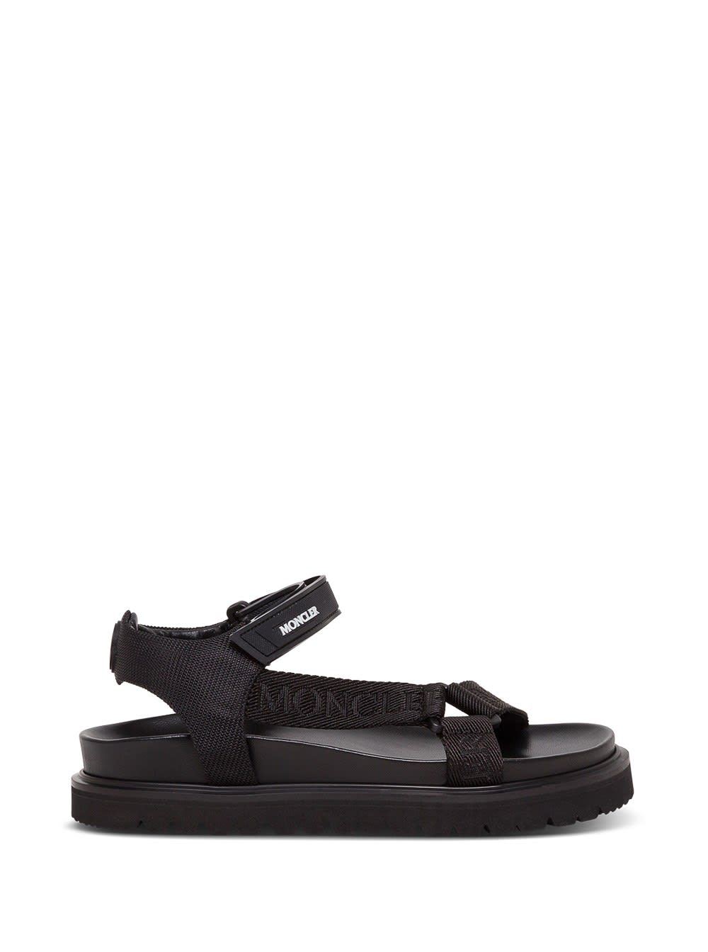 Buy Moncler Flavia Black Sandals With Logo online, shop Moncler shoes with free shipping