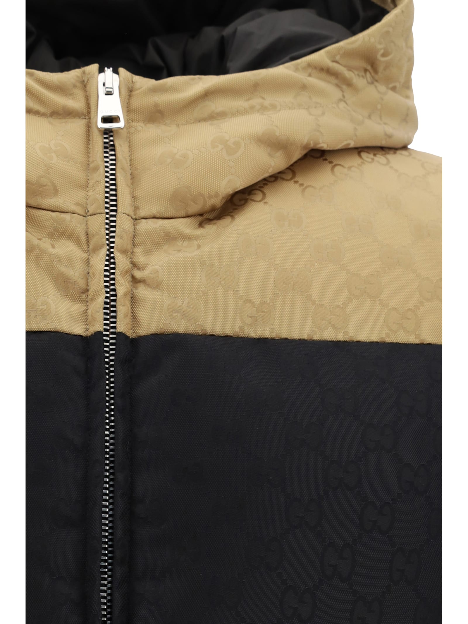 Shop Gucci Down Jacket In Black/mix