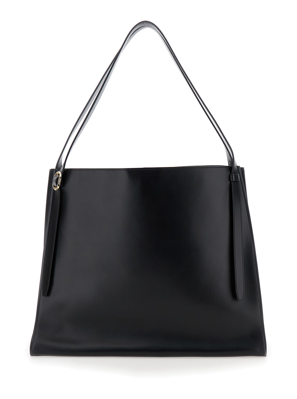 Shop Coperni Belt Black Tote Bag With Logo Detail In Leather Woman