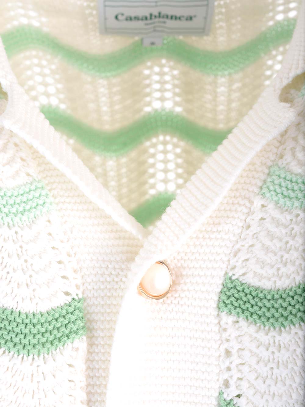 Shop Casablanca Wavy Gradient Crochet Shirt In Green / White
