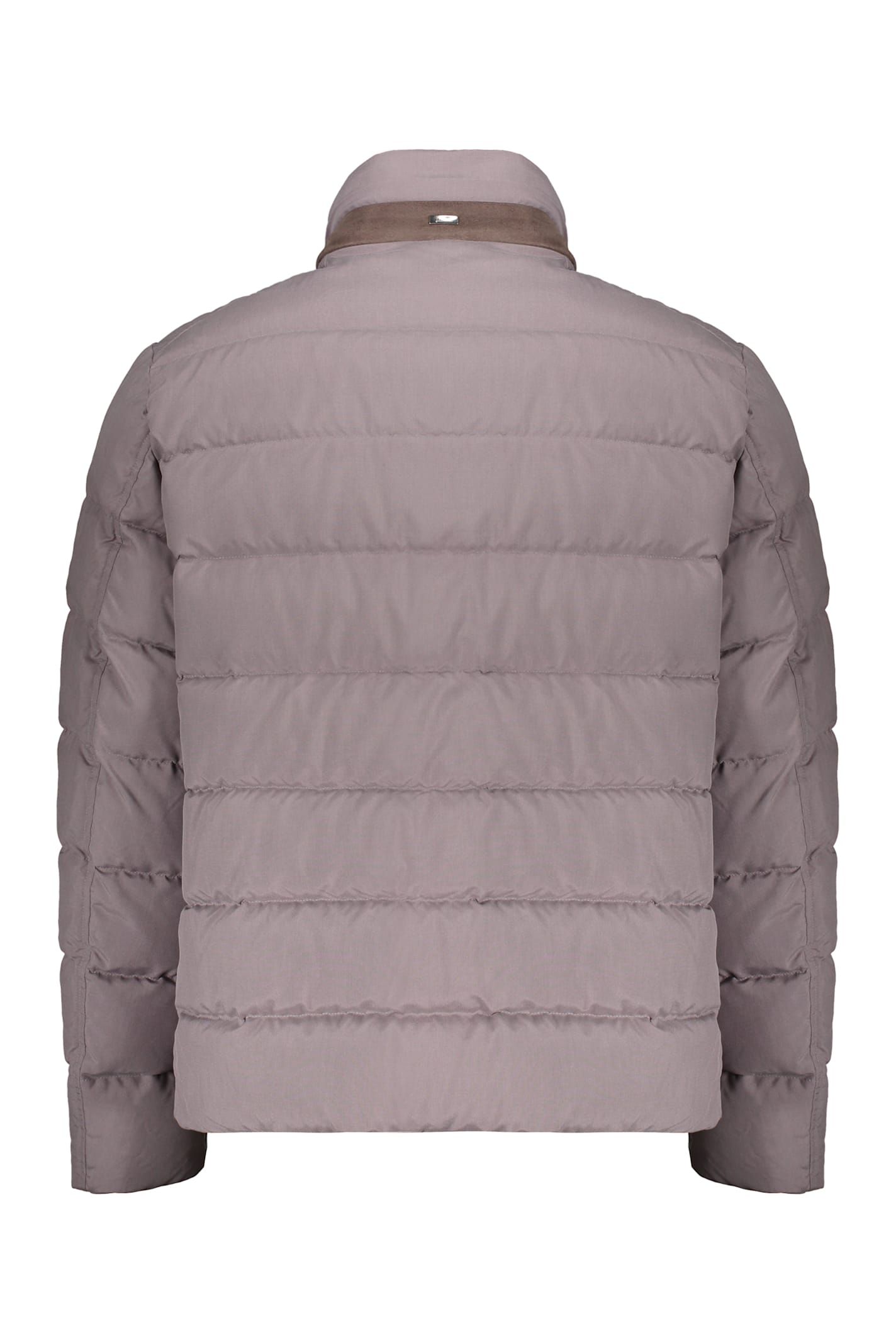 Herno Down Jacket With Zipper And Automatic Buttons In Gray
