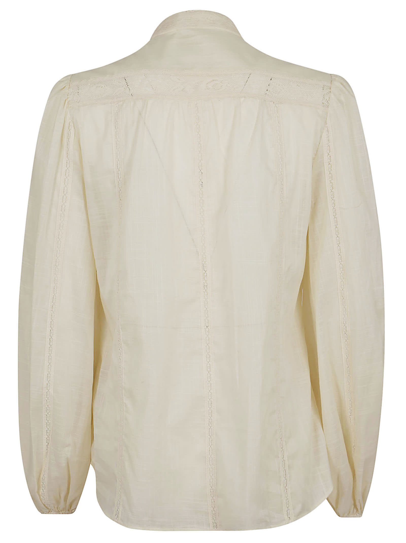 Shop Zimmermann Halliday Lace Trim Shirt In Crm Cream