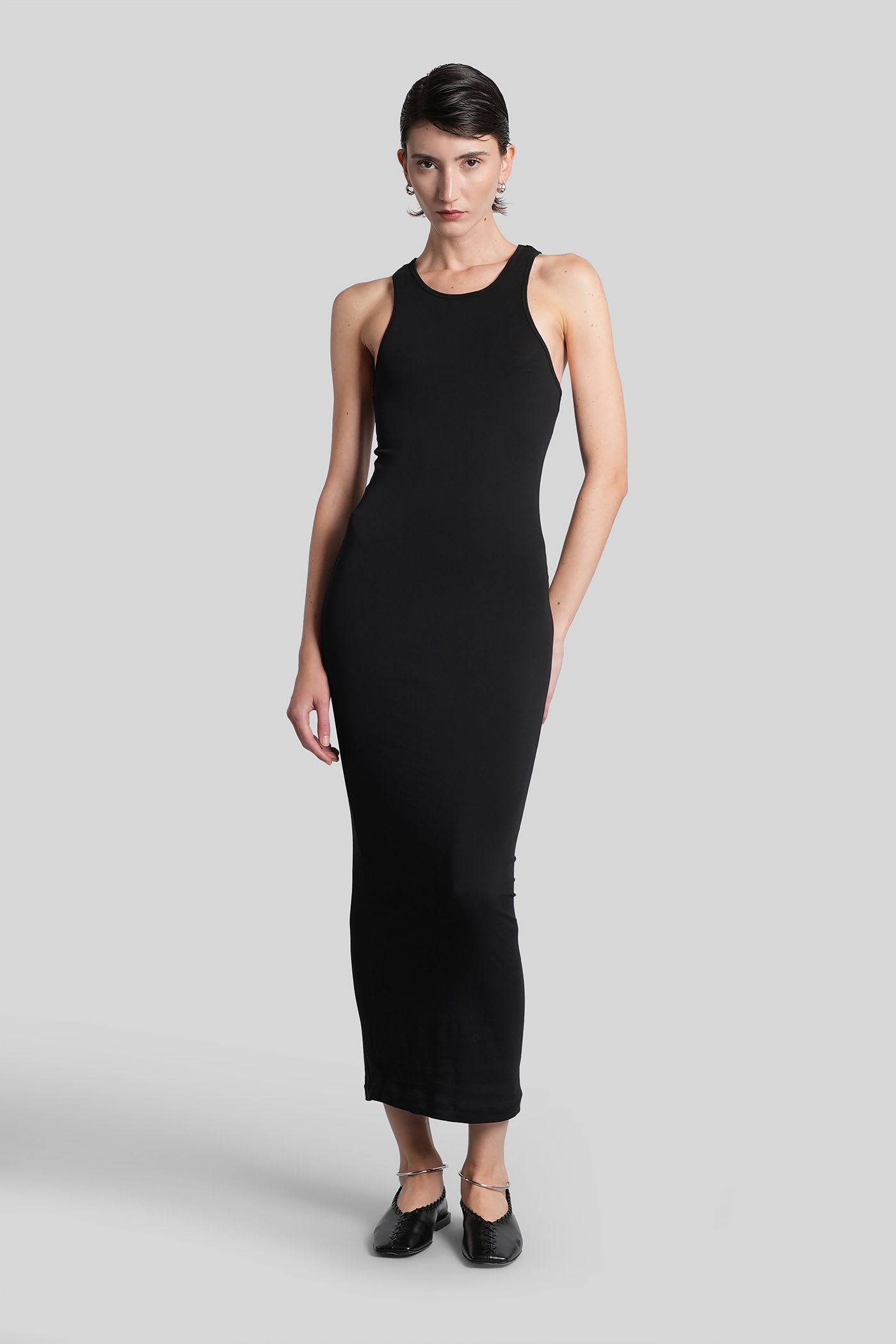 Entire Studios Long Dress In Black Cotton In Black