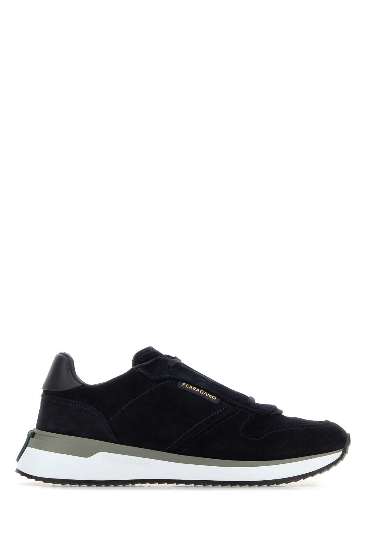 Ferragamo Suede Sneakers Rubber Sole In Blue