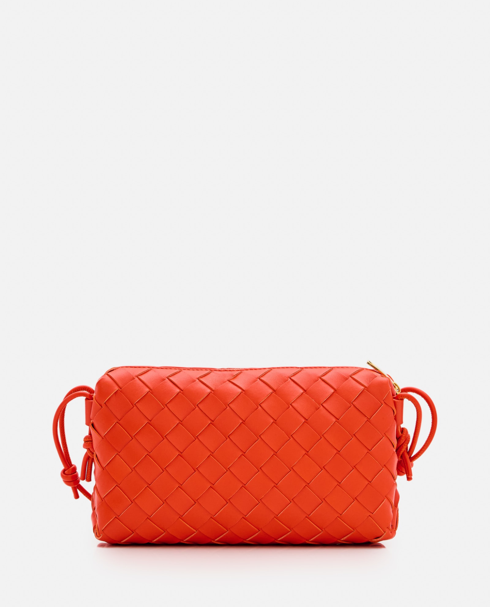 Shop Bottega Veneta Loop Baguette Leather Shoulder Bag In Orange