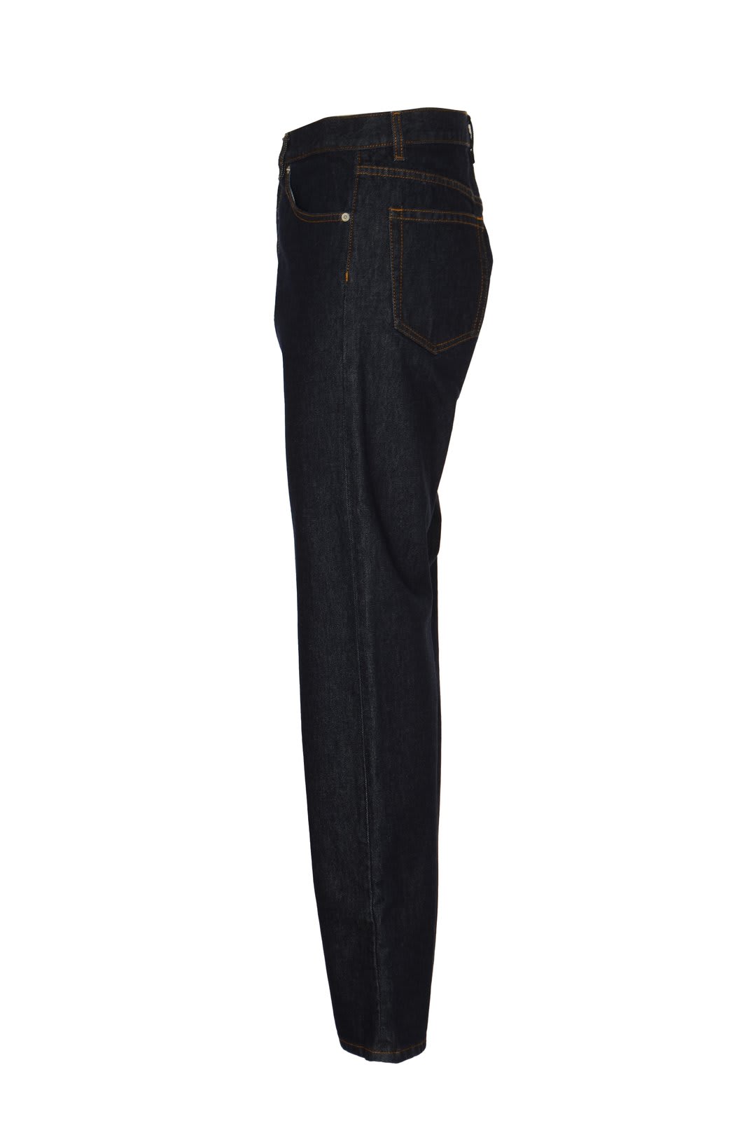 Shop Dries Van Noten Logo Patch Straight Leg Jeans In Indigo