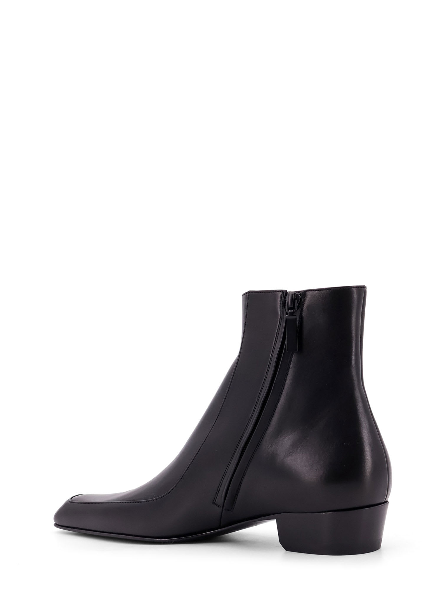 Saint Laurent Augustin Zip Detailed Ankle Boots In Black