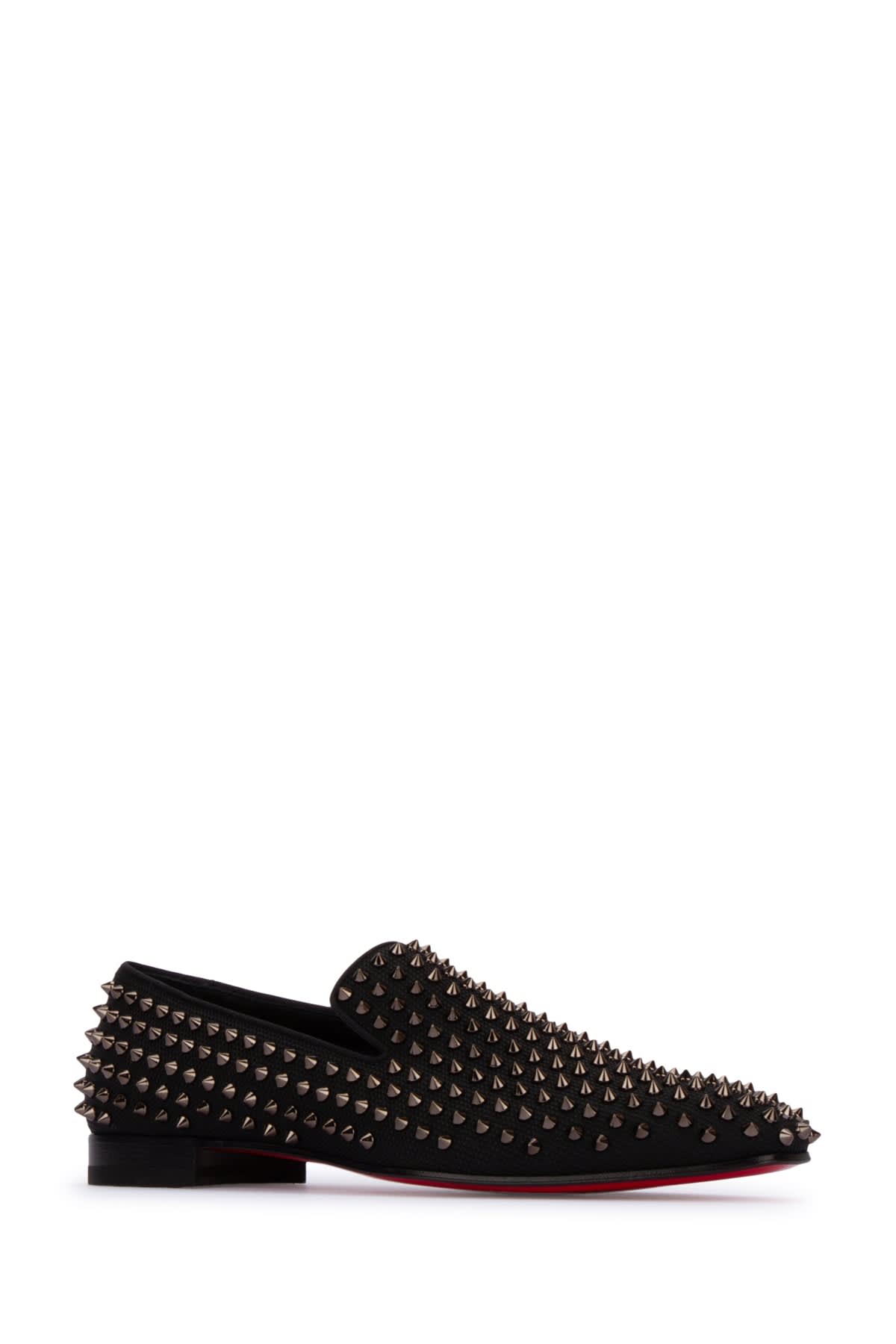 Christian Louboutin Dandelion Grosgrain-trimmed Studded Knitted Loafers In Blackblack