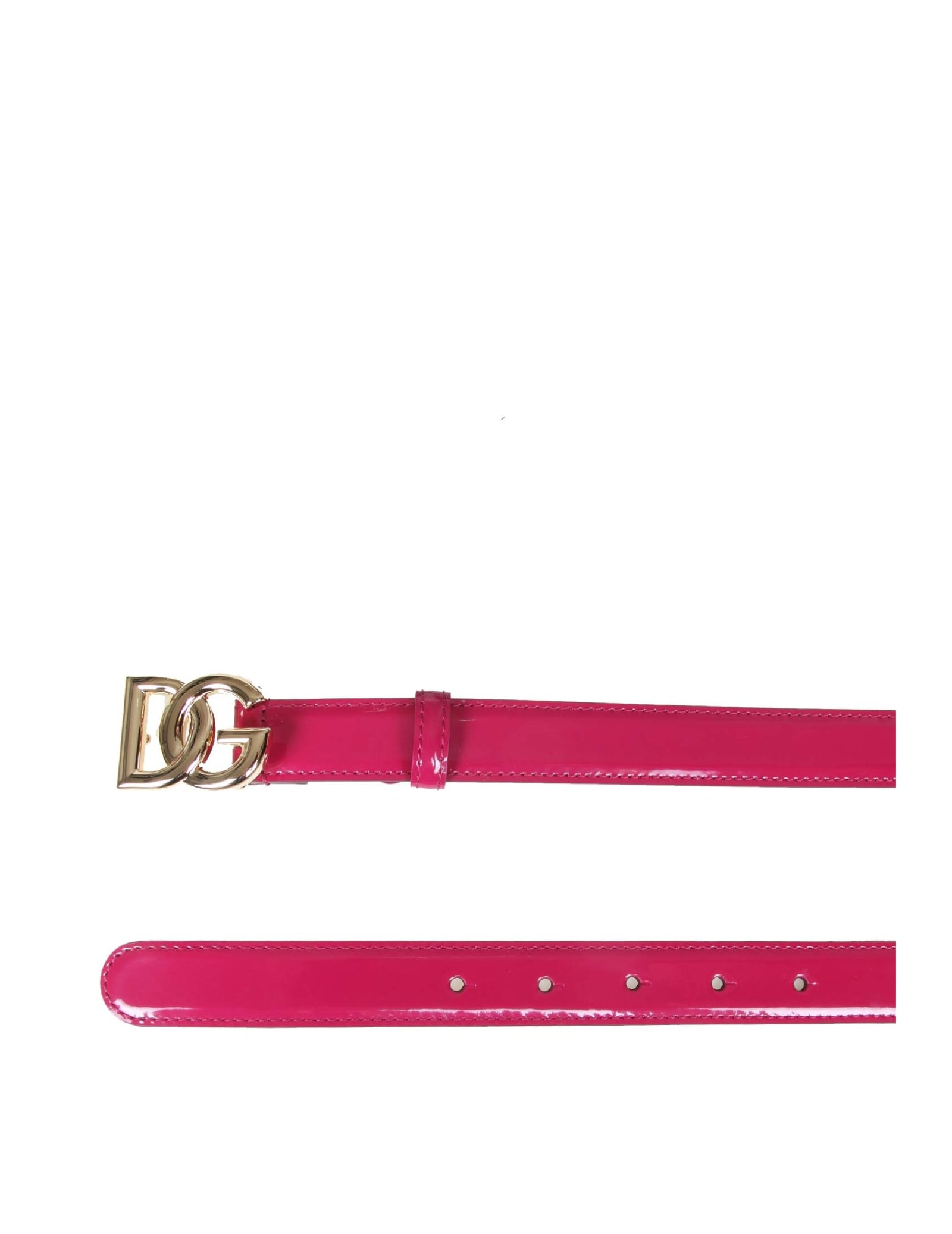 Shop Dolce & Gabbana Belt In Glossy Calfskin With Crossed Dg Logo In Ciclamino