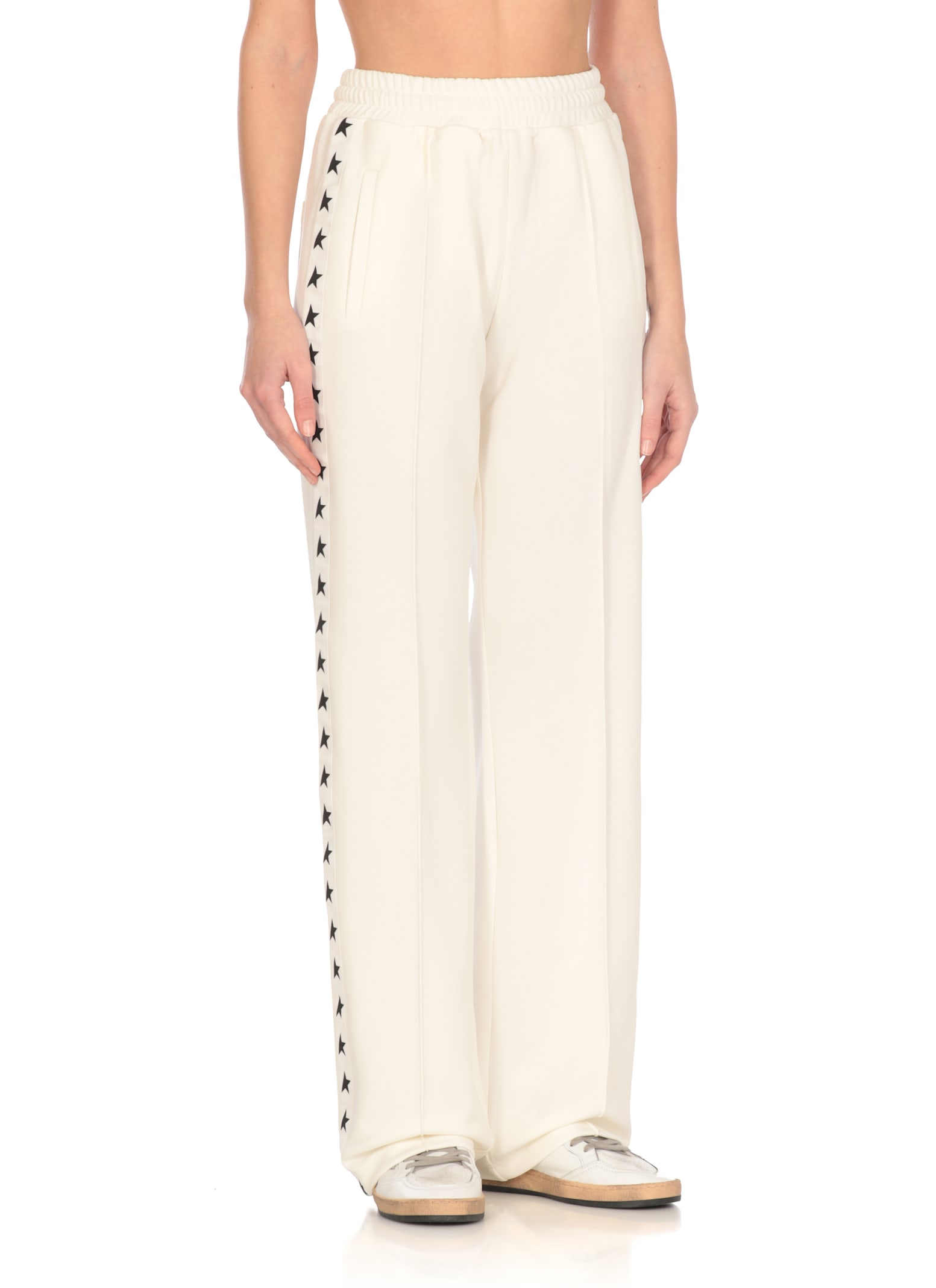 Golden Goose Straight Trousers With Drawstring And Pockets In White