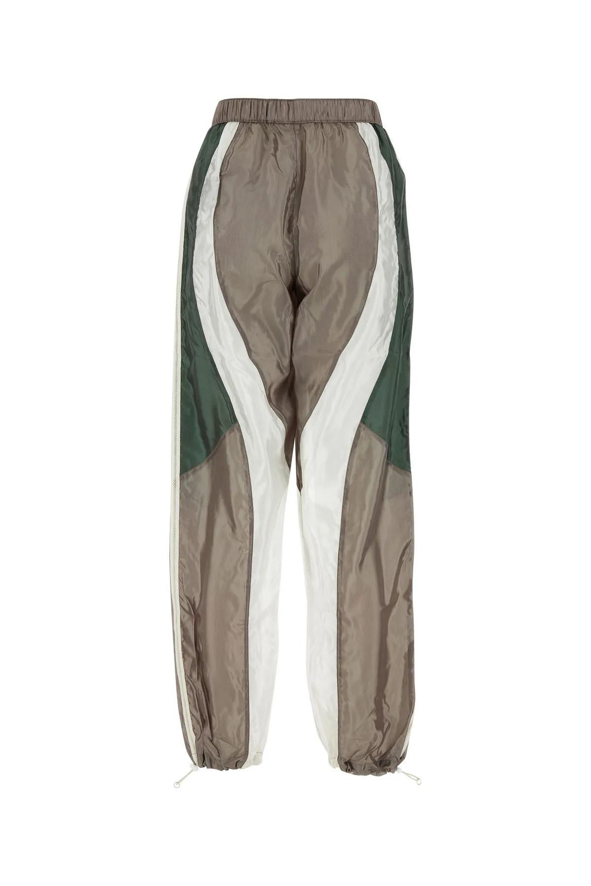 Shop Palm Angels Multicolor Viscose Blend Pant In Green/grey