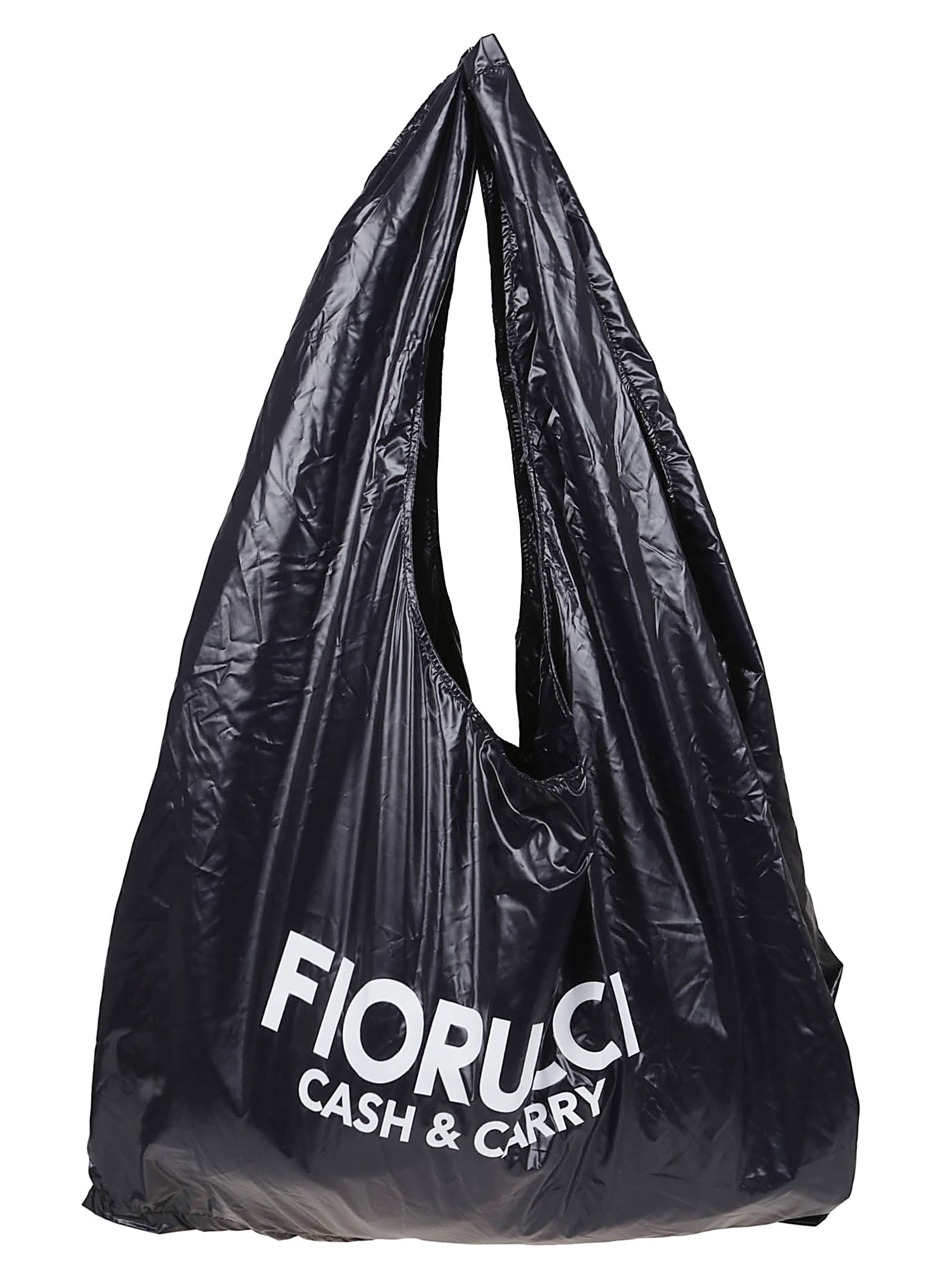 Fiorucci Black Nylon Cash & Carry Print Hobo Bag In Black