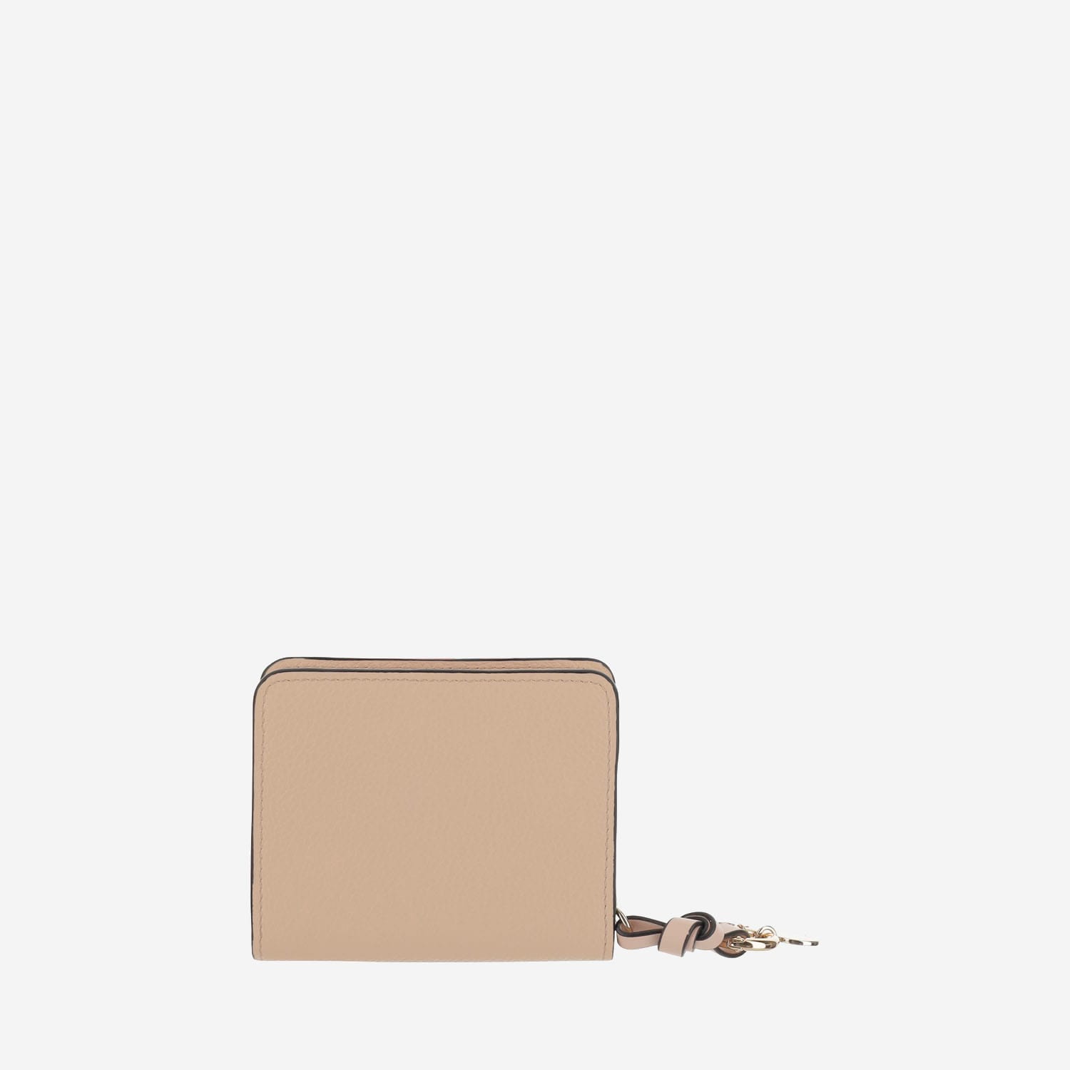 Chloé Alphabet Compact Wallet In Grained Leather Grey Size Onesize 100% Calf-skin Leather In Beige