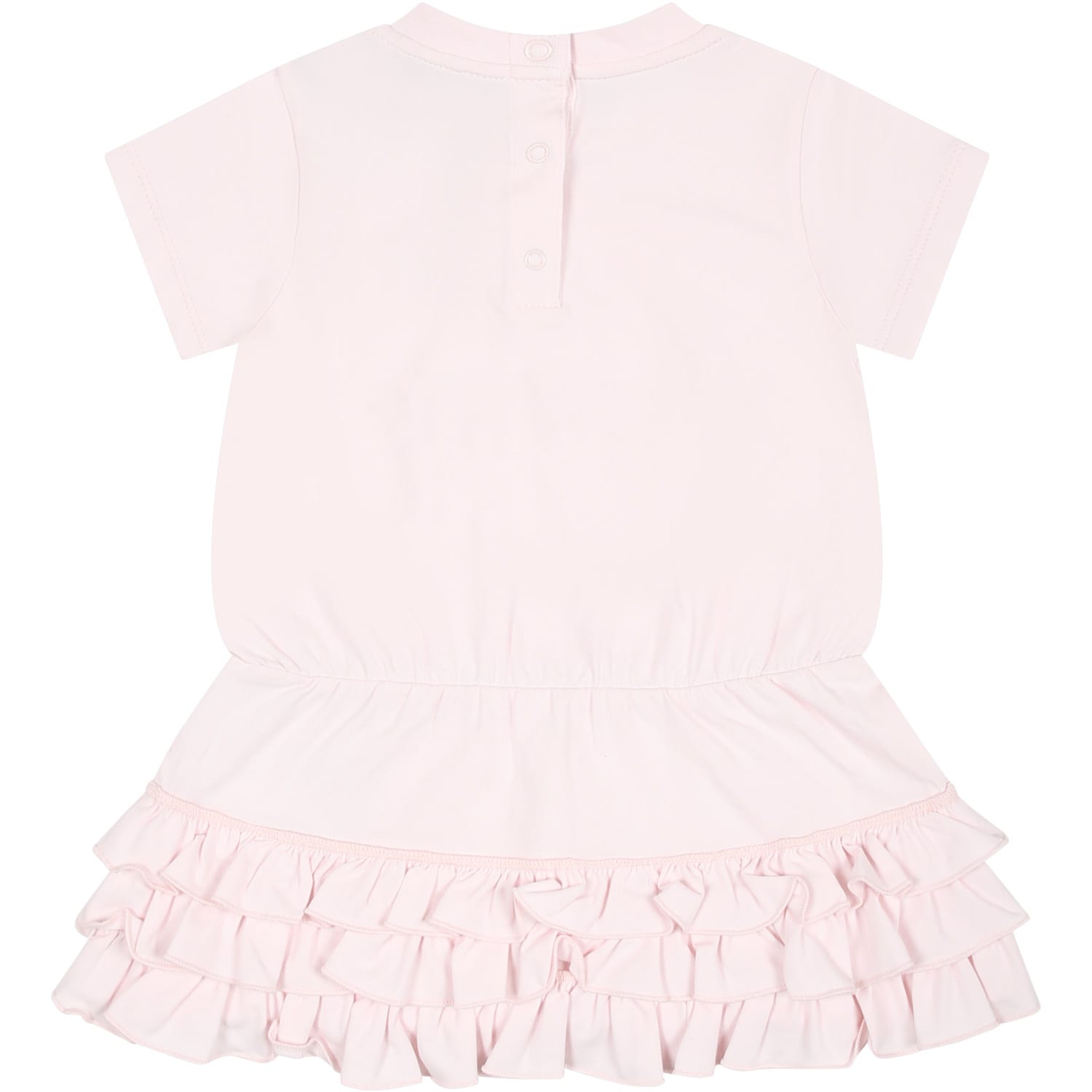 Shop Moncler Pink Dress For Baby Girl With Logo