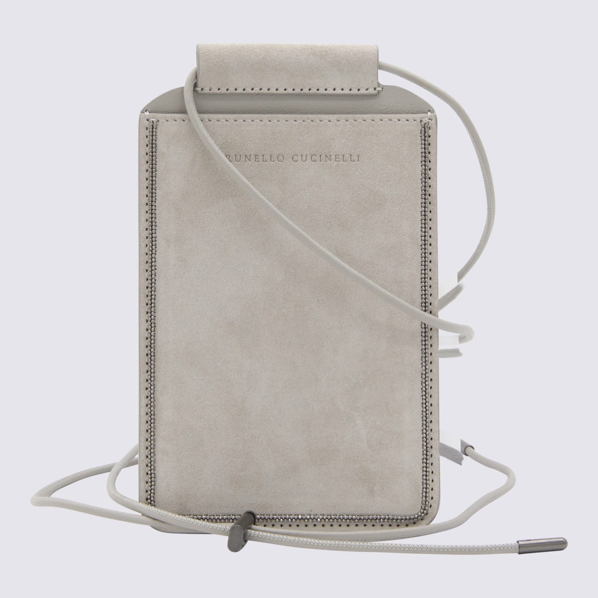 Brunello Cucinelli Logo-debossed Leather Case In Beige
