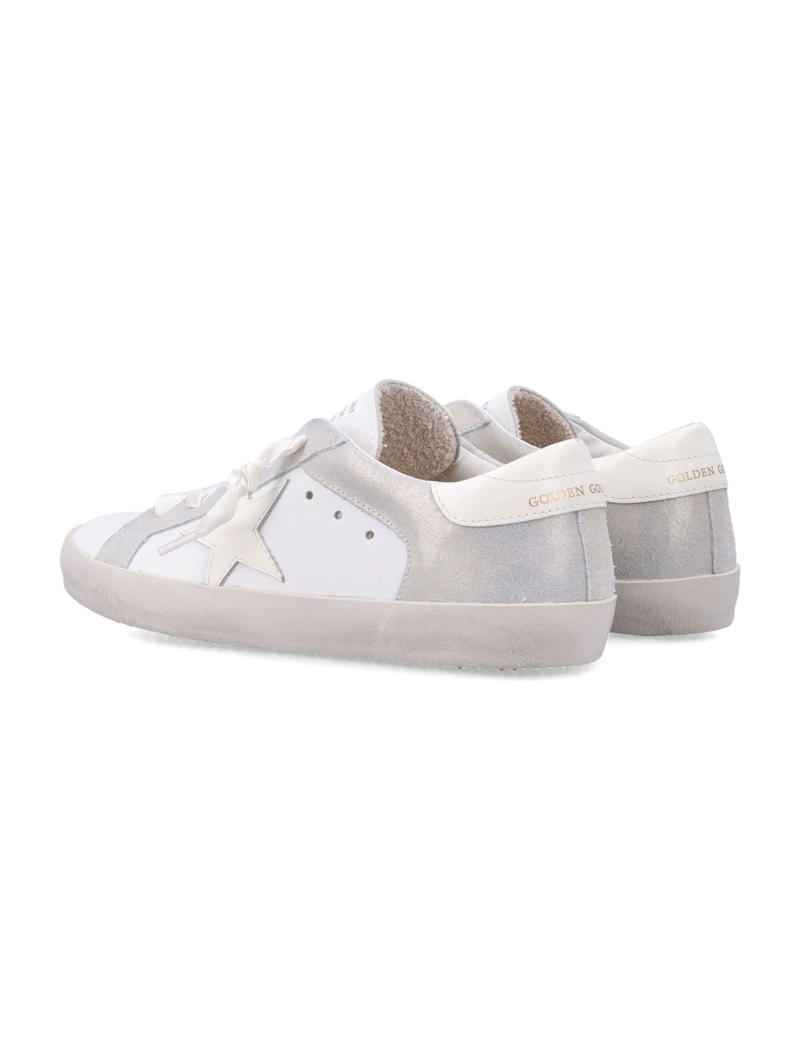 Golden Goose Kids Super-star Leather And Laminated Suede Sneakers In White
