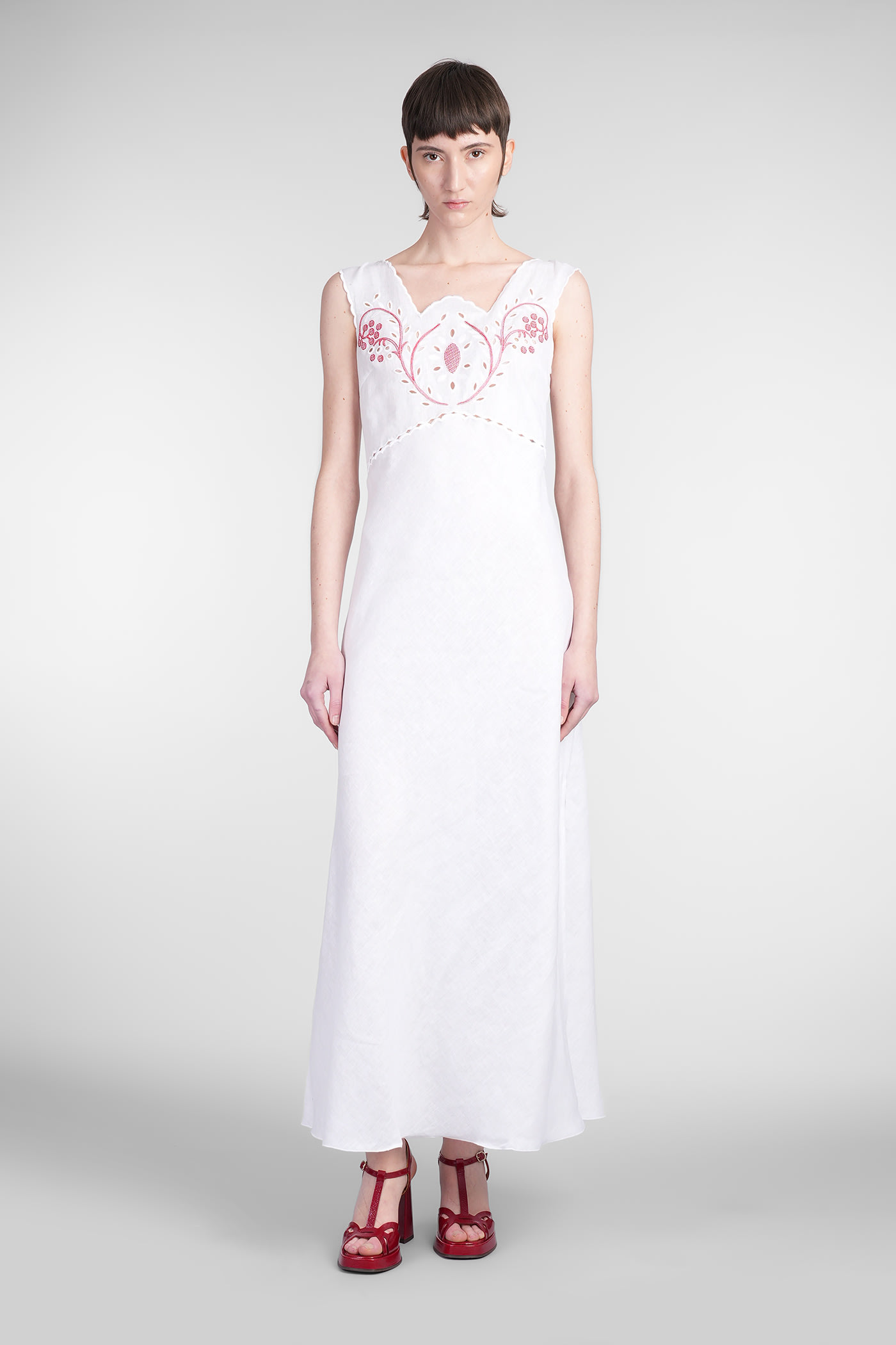 Holy Caftan Athina Dress Woman In White Linen