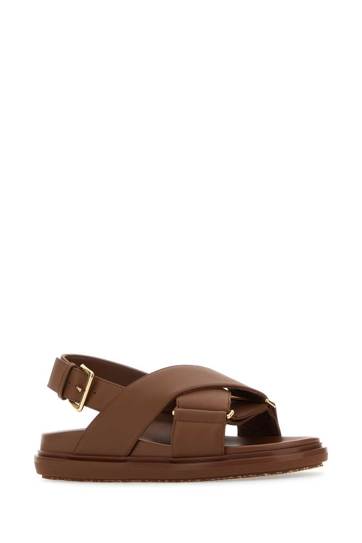 Shop Marni Brown Leather Fussbett Sandals In Goldbrown