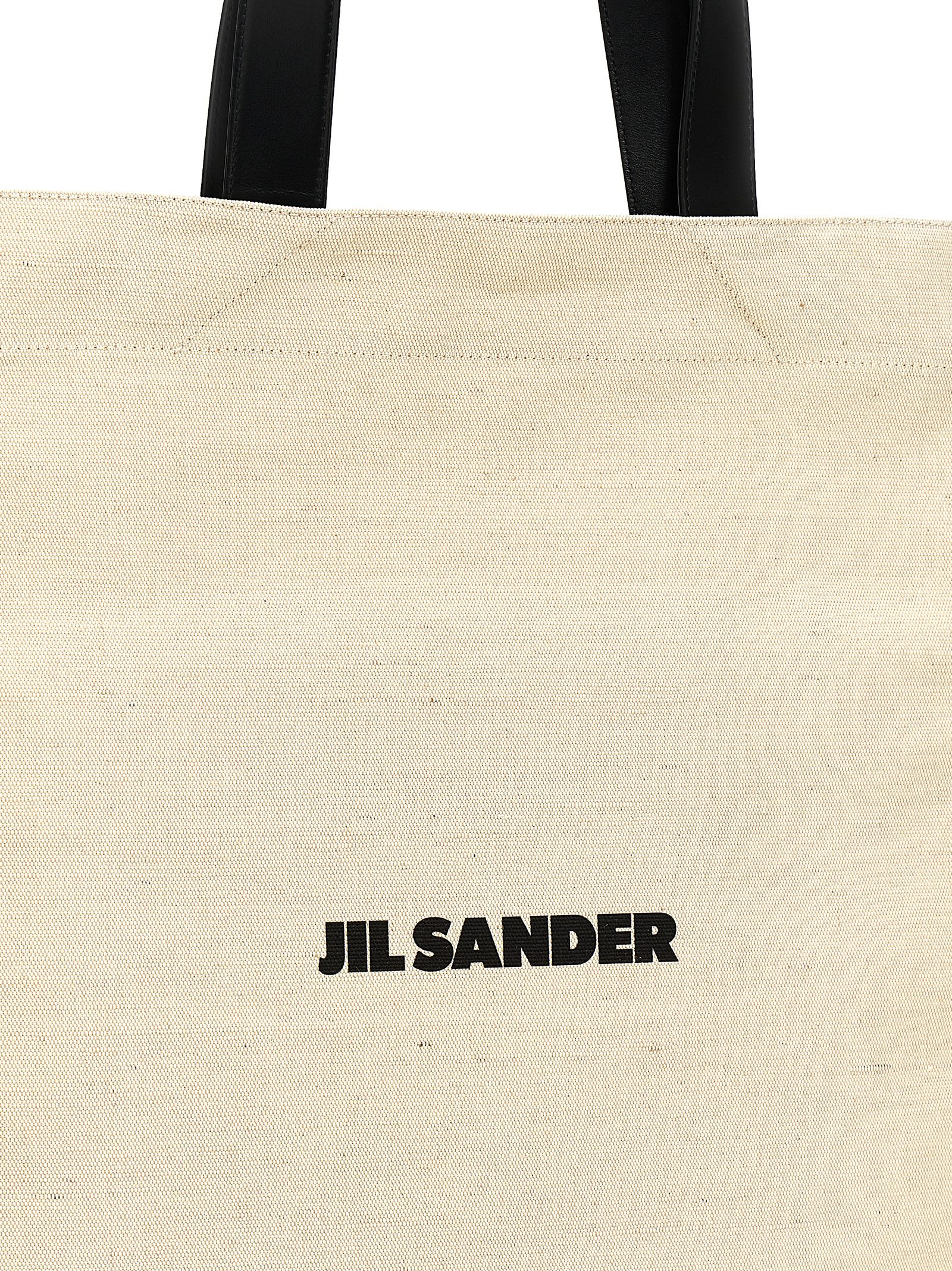 Shop Jil Sander Medium Flat Shopping Bag In White/black