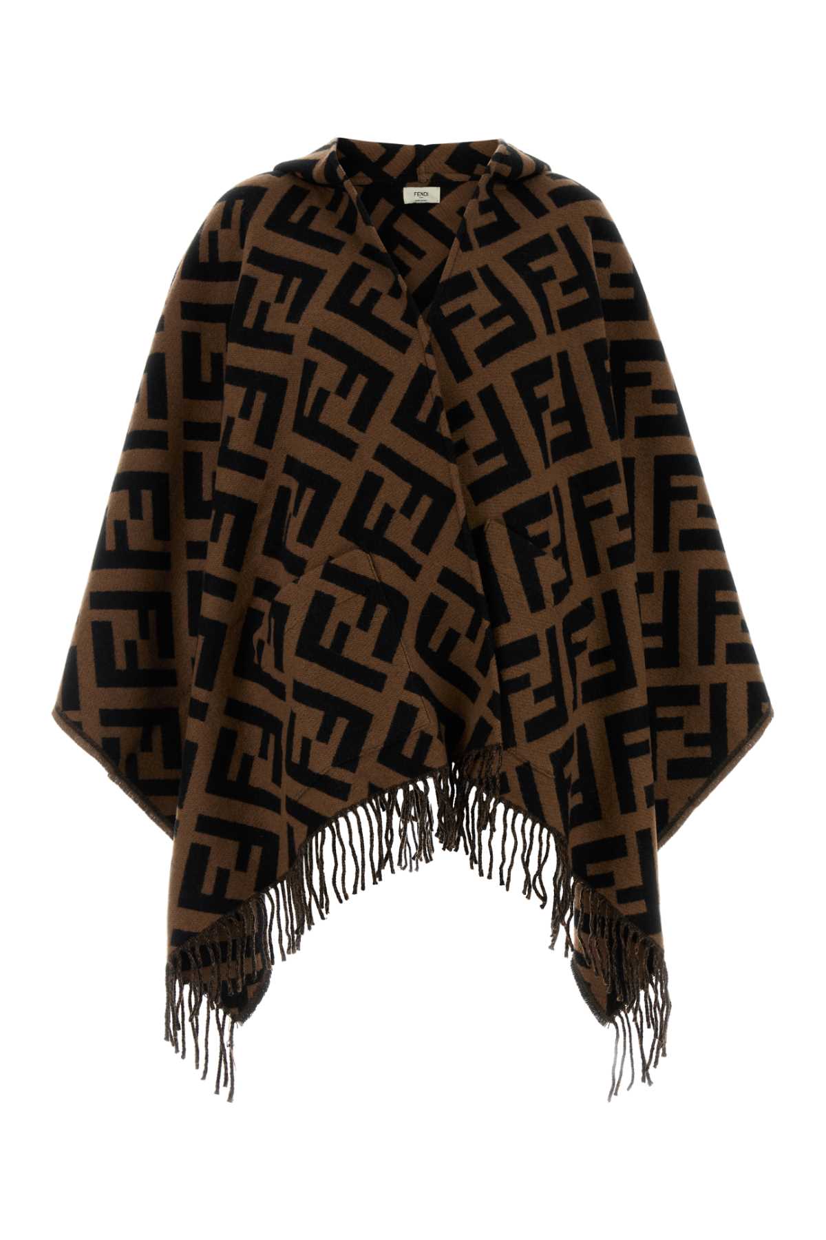 Fendi Embroidered Cashmere Cape In Brown