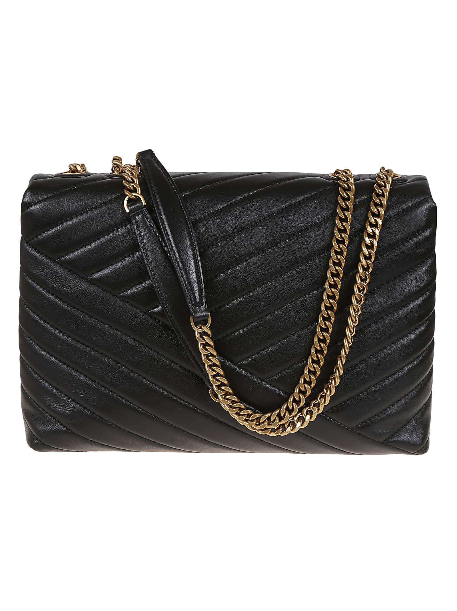 Shop Tory Burch Kira Chevron Convertible Shoulder Bag In Black