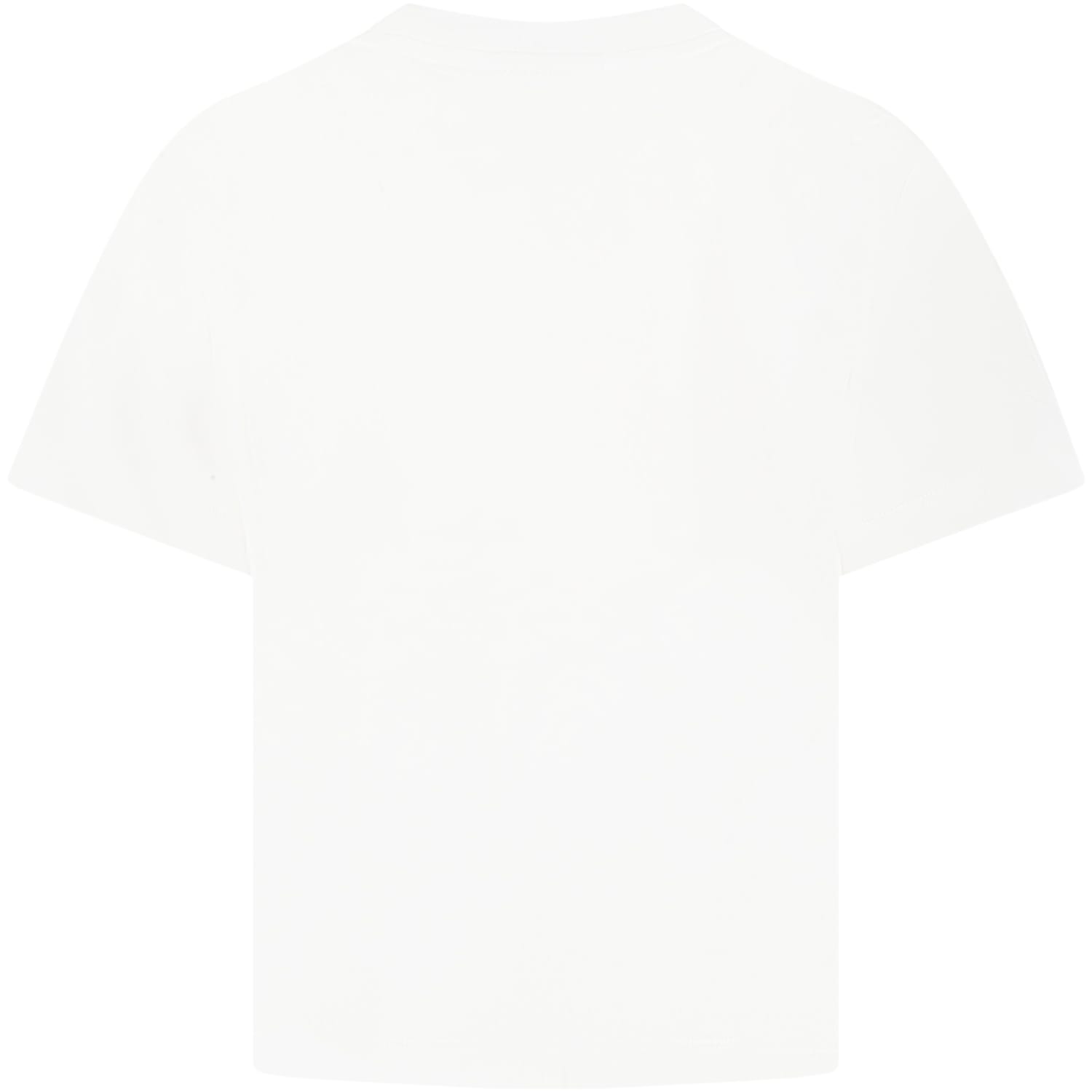 Shop Fendi White T-shirt For Kids With Yellow Logo