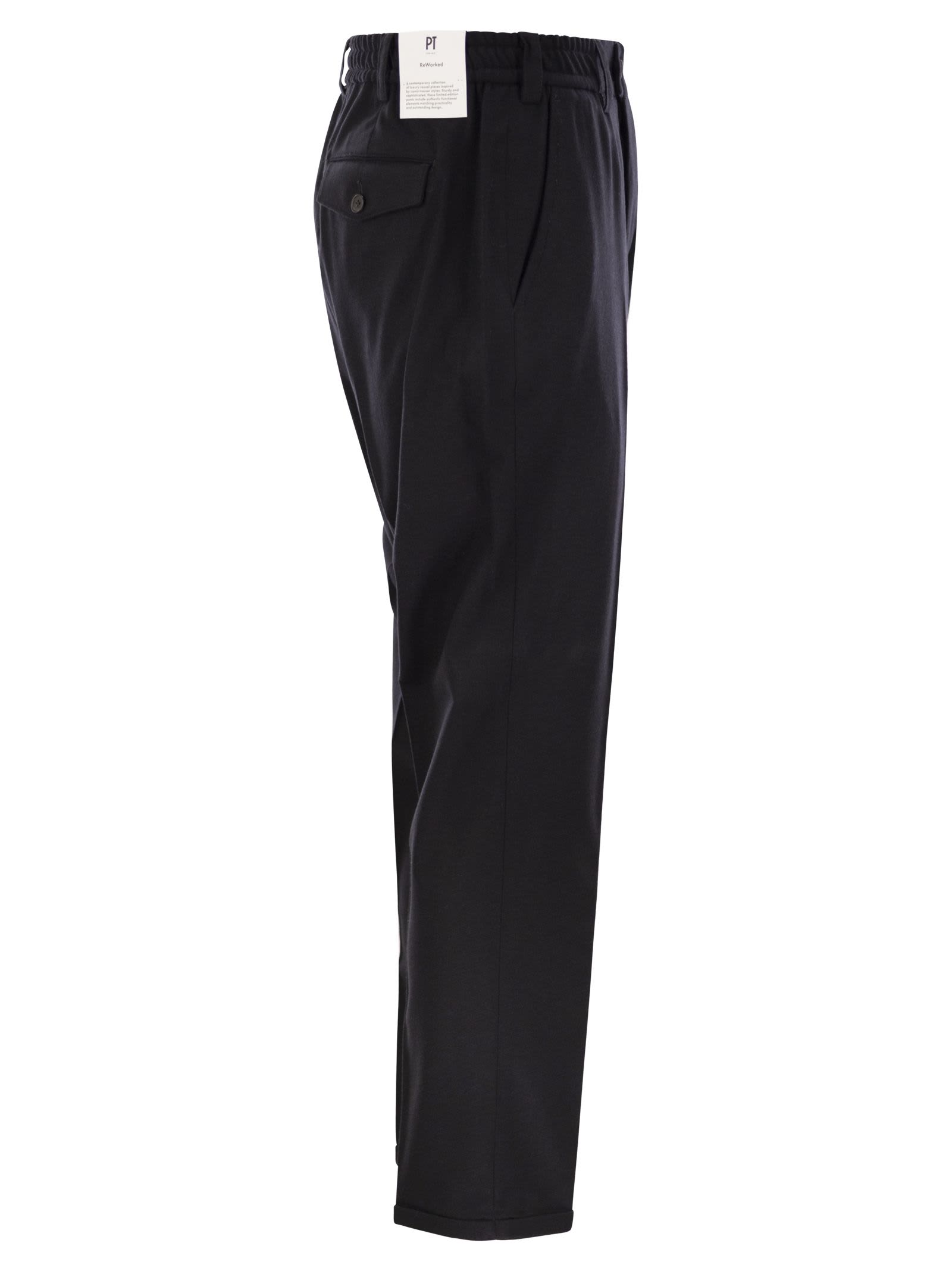 Pt Torino Blue Virgin Wool And Cashmere Trouser In Blue
