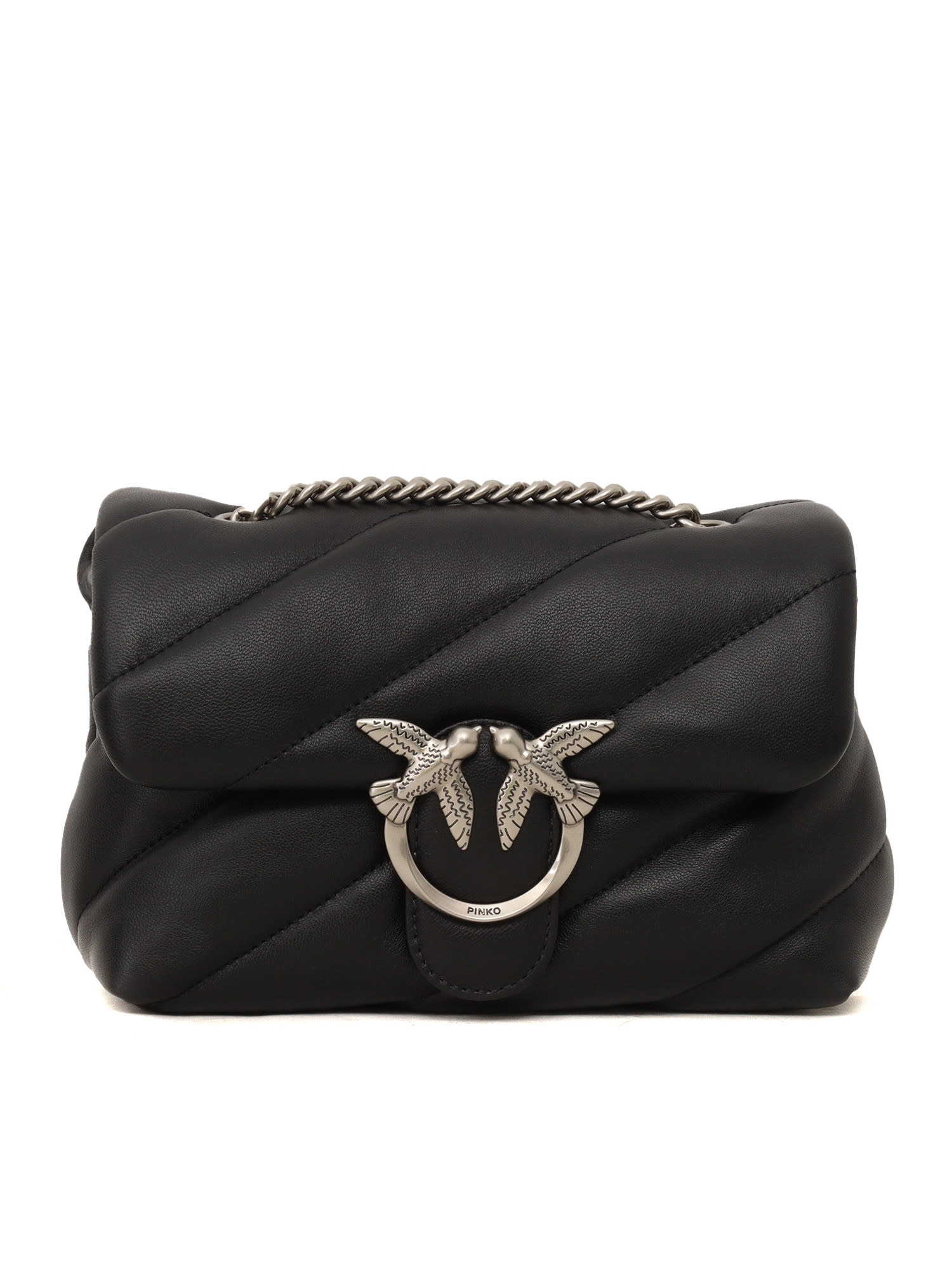 Shop Pinko Love Puff Mini Cl Sheepskin In Black