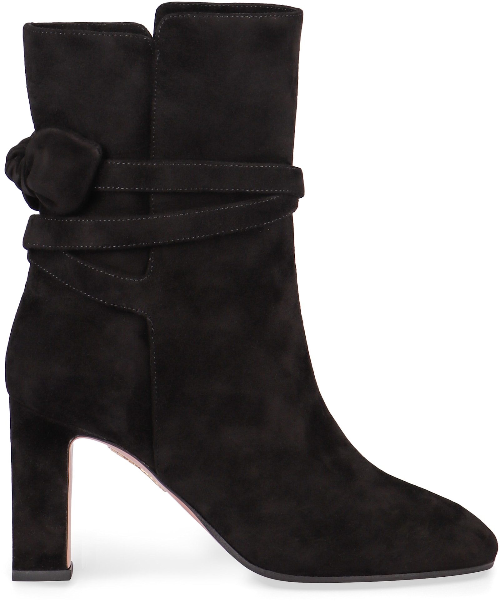 Aquazzura Very Bow Tie 85 Suede Ankle Boots In Black
