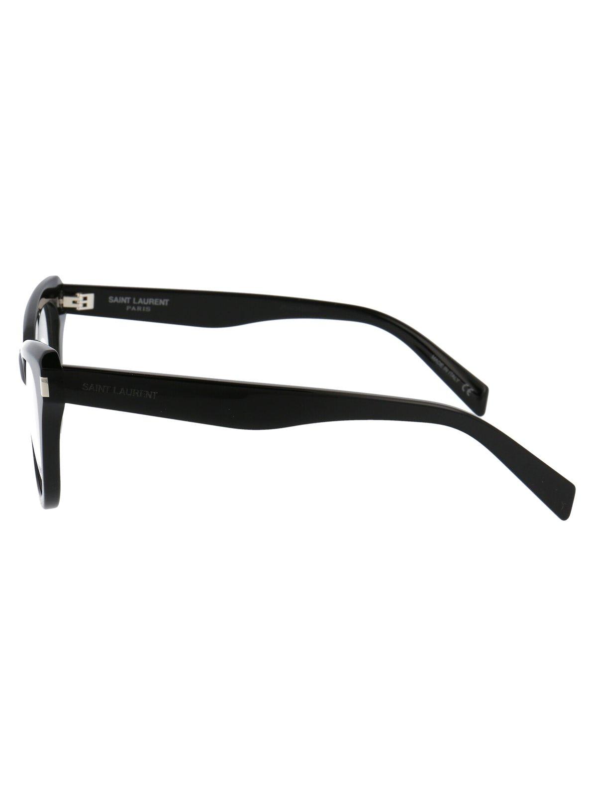 Shop Saint Laurent Cat-eye Frame Glasses In 001 Black Black Transpare