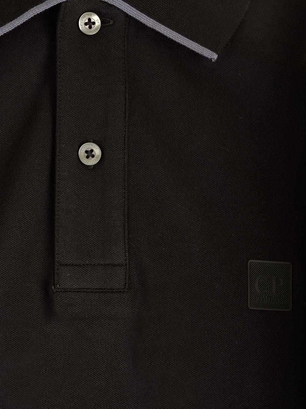Shop C.p. Company Stretch Piquet Polo Shirt In Black