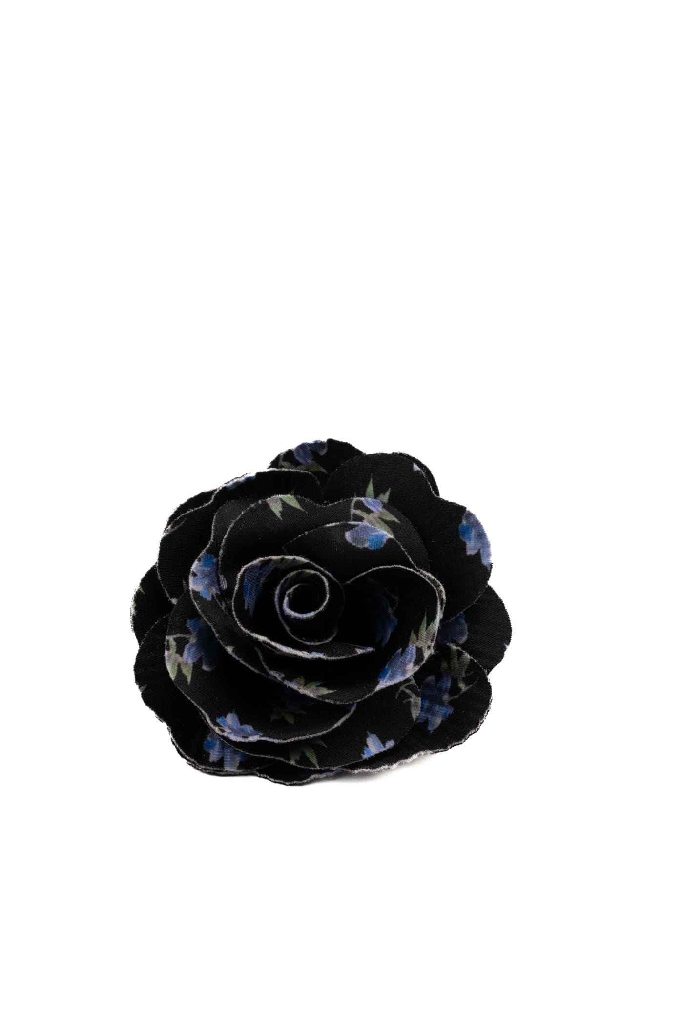 Shop Philosophy Di Lorenzo Serafini Flower Brooch In Black Blue Fabric In Nero/blu