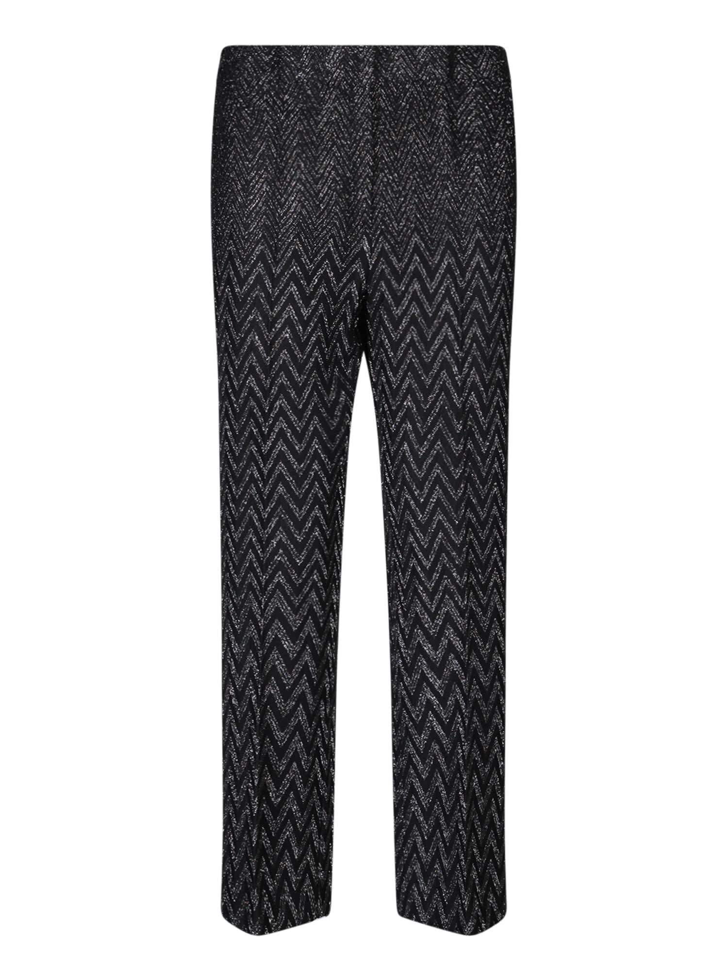 Zigzag Metallic-threading Black Trousers