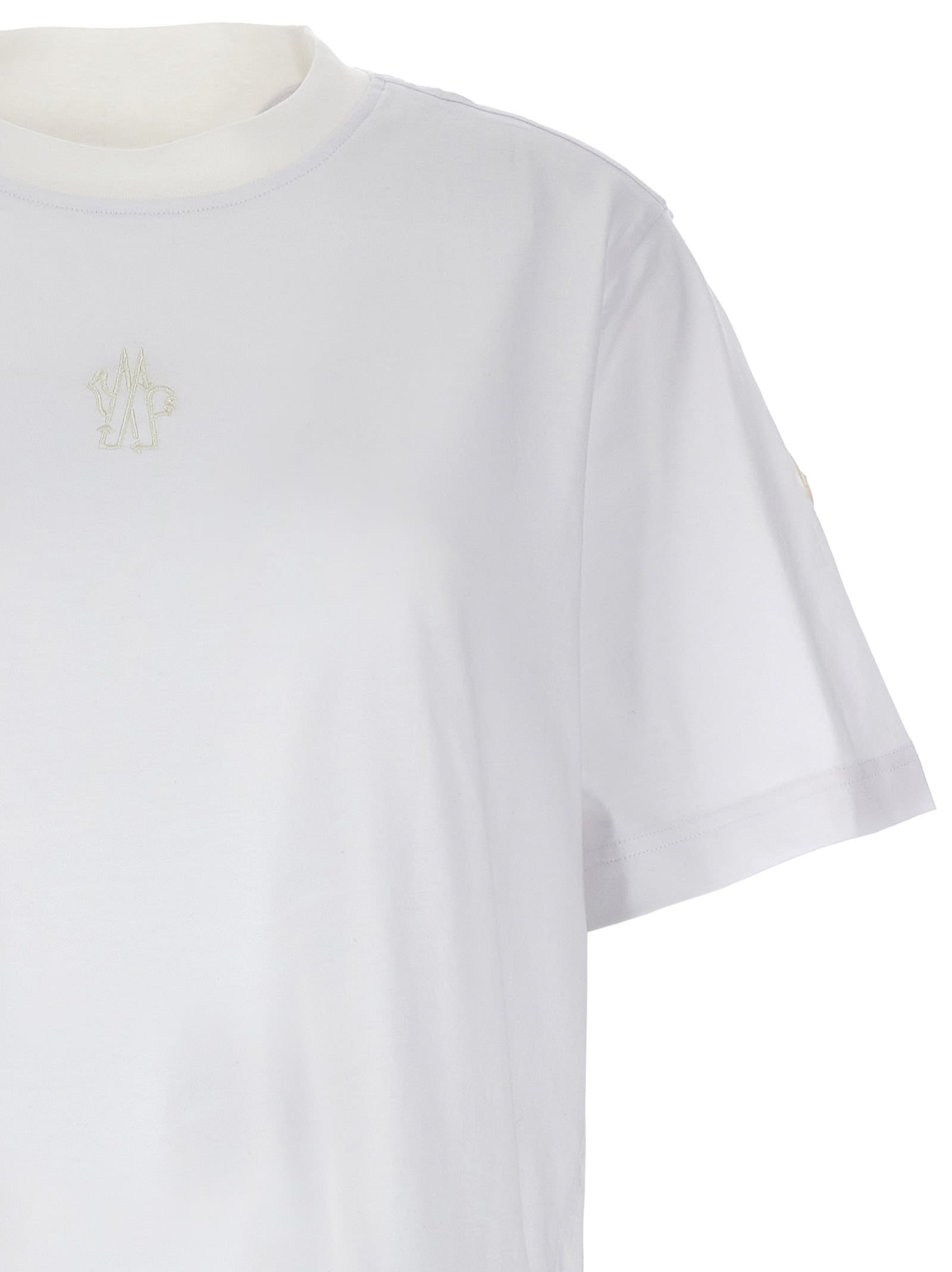Shop Moncler Logo Embroidery T-shirt In White