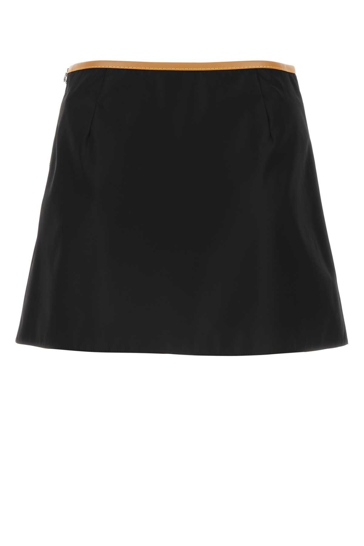 Shop Prada Black Re-nylon Mini Skirt In Nero