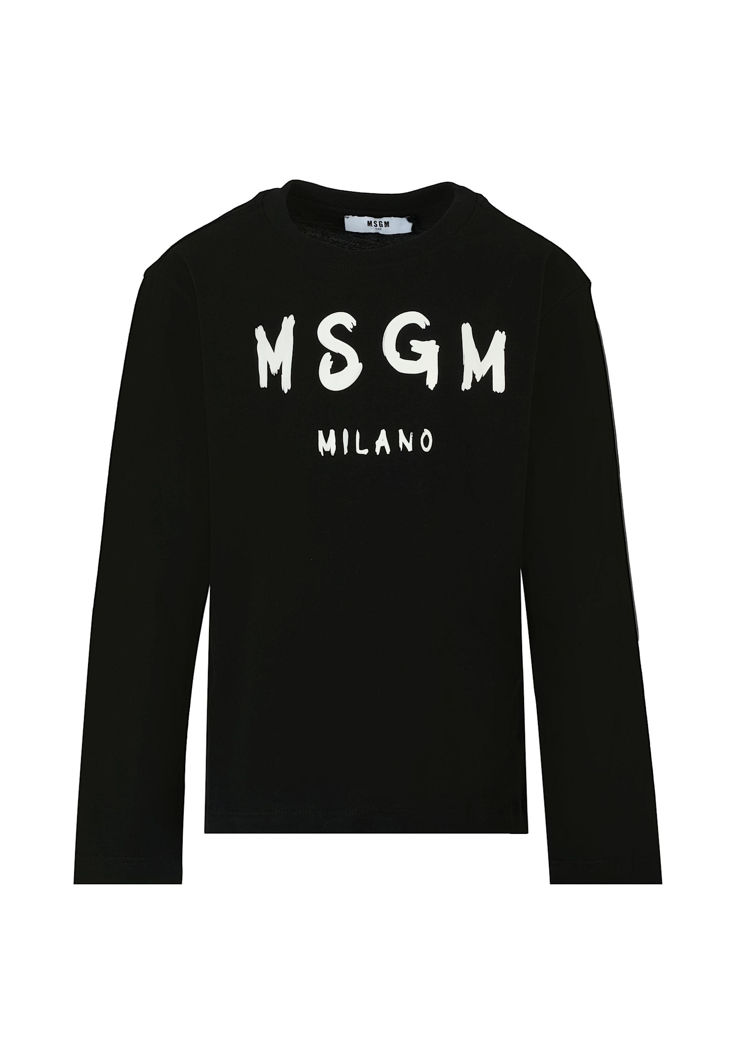 Msgm Black T-shirt For Kids With Logo In Black